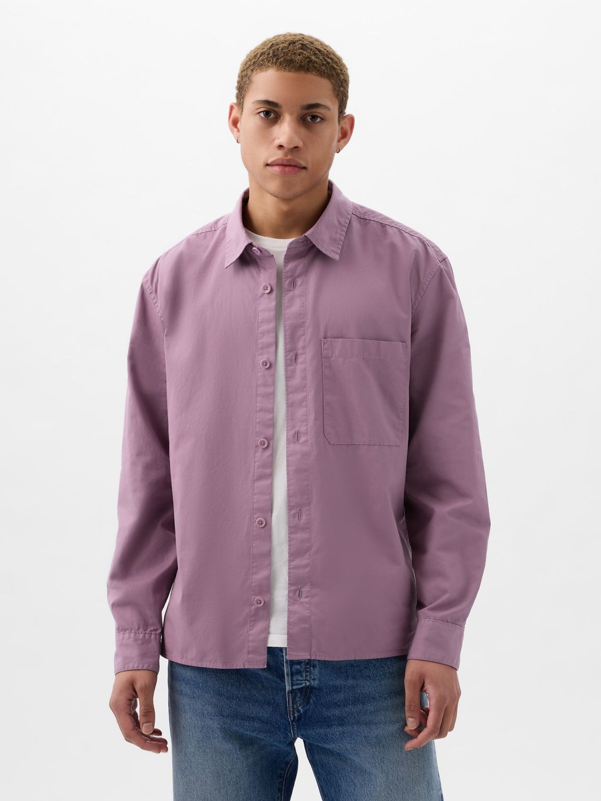 Μωβ Relaxed Twill Πουκάμισο-823528004
