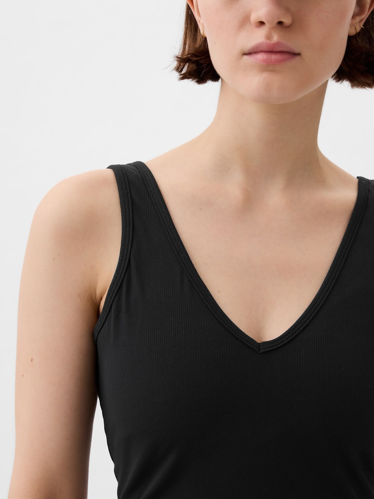 Μαύρο GapFit Studio Rib V-Neck Brami-870550003