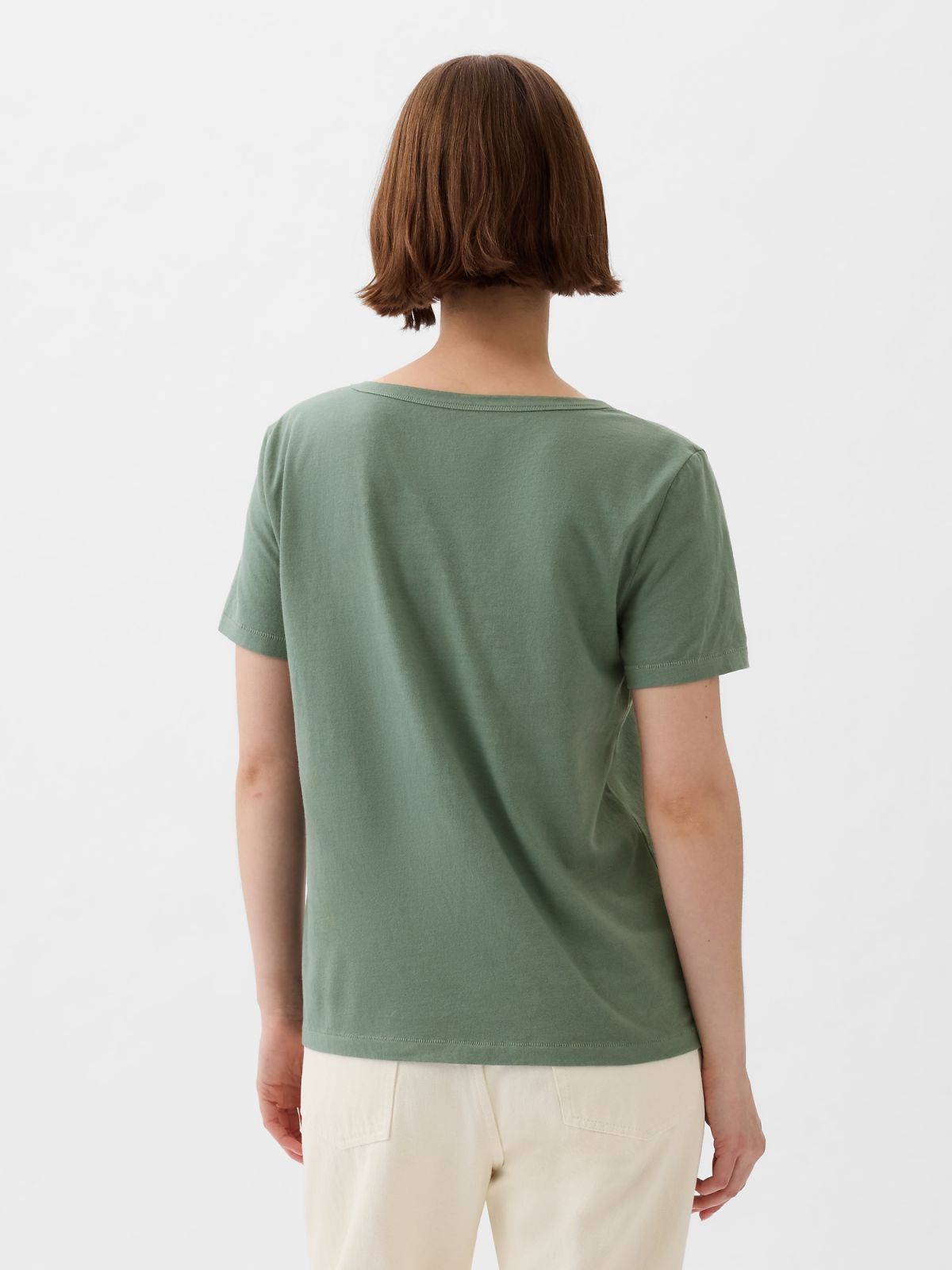 Organic Cotton Vintage V-Neck T-Shirt-740140065