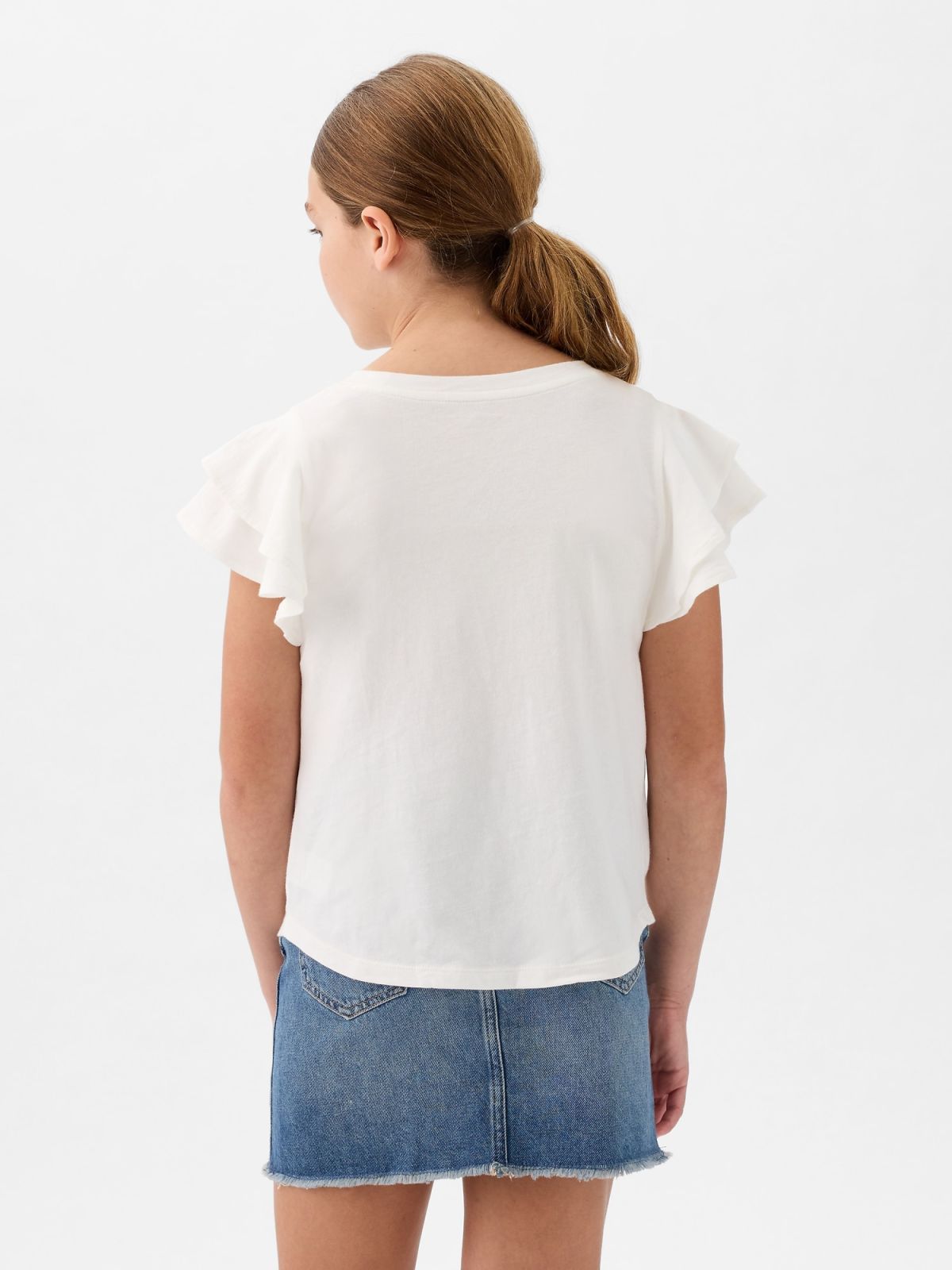 Άσπρη Παιδική Flutter Sleeve Logo Μπλούζα-883254001