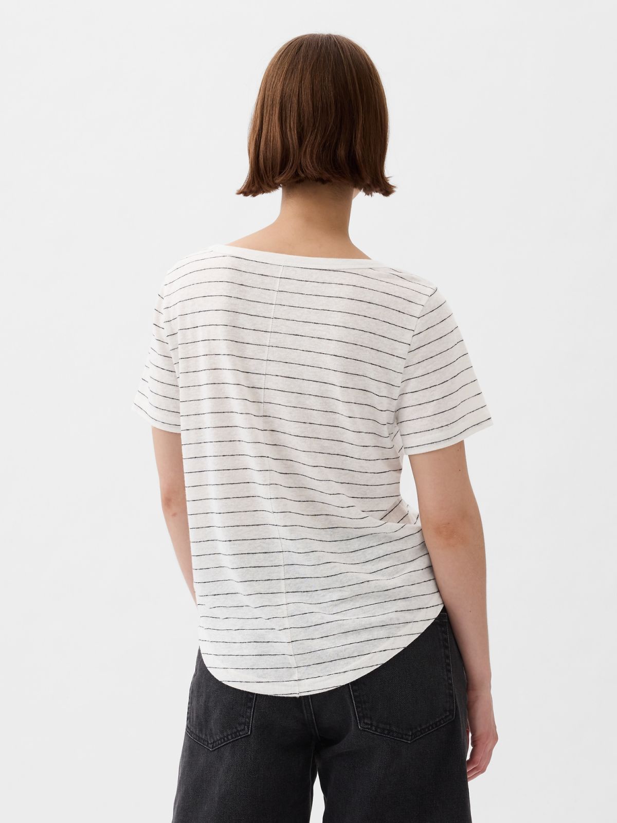 Άσπρη Linen-Blend Μπλούζα-878230002