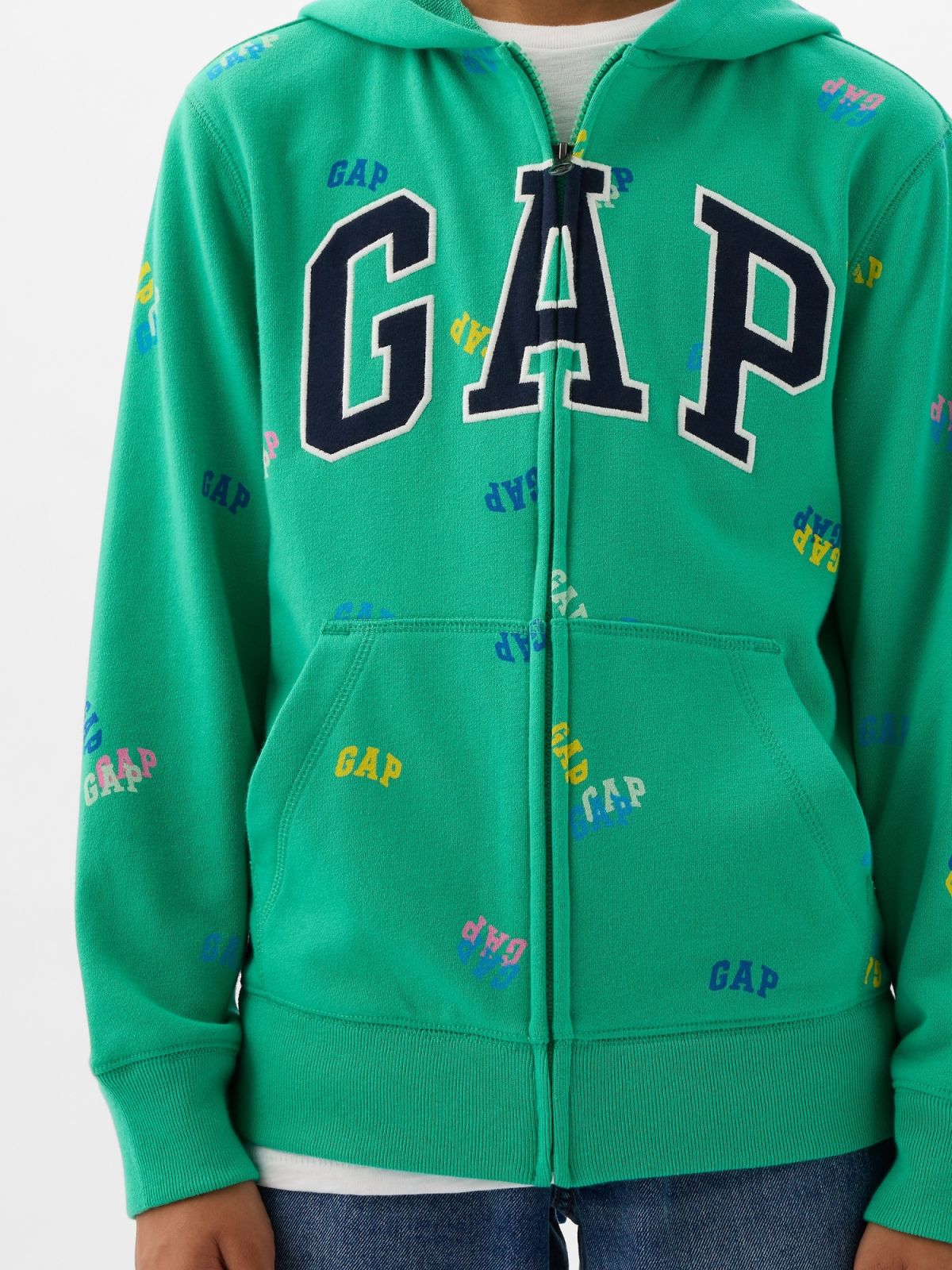 Πράσινο Παιδικό Gap Logo Zip Φούτερ-890668000