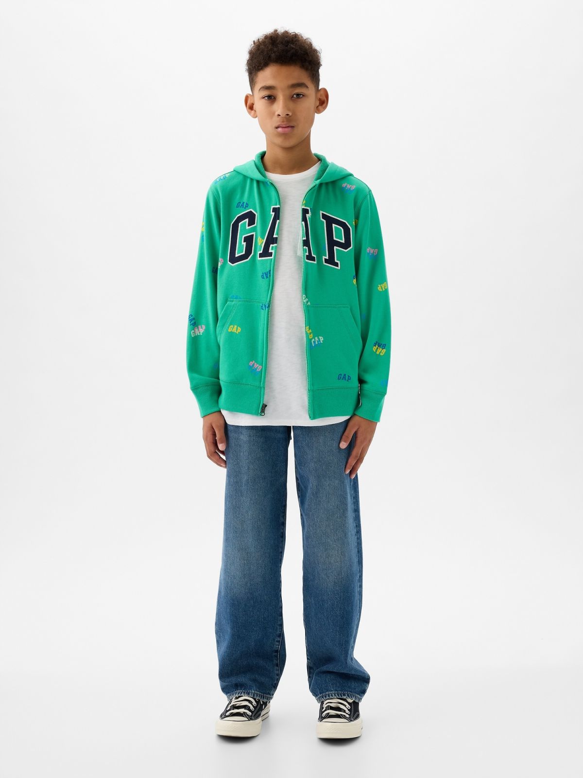 Πράσινο Παιδικό Gap Logo Zip Φούτερ-890668000