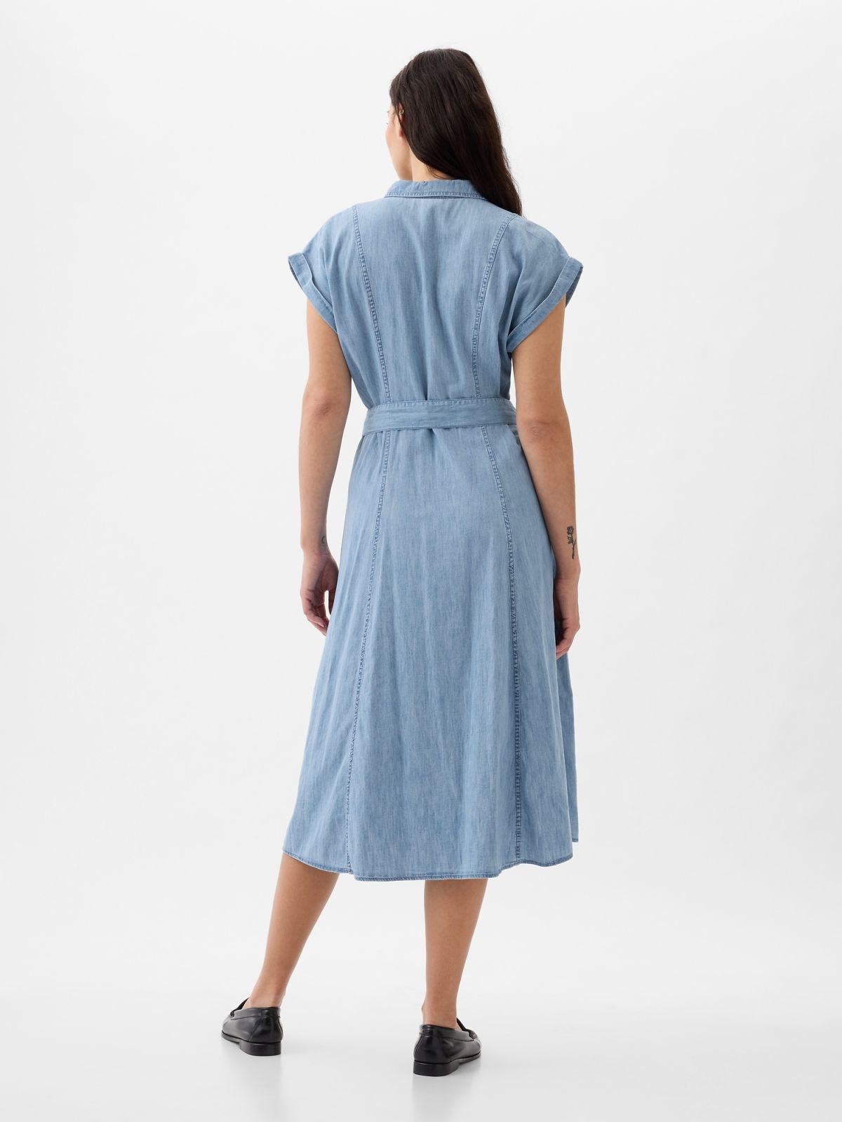 Μπλε Denim Midi Shirtdress Φόρεμα-857317000