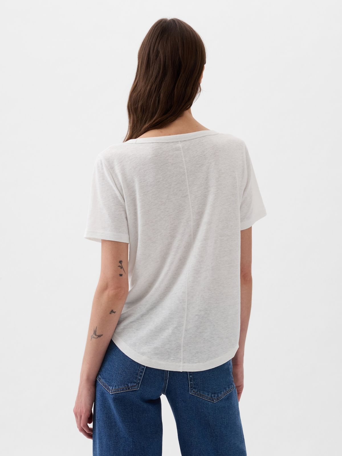 Άσπρη Linen-Blend Μπλούζα-878230007