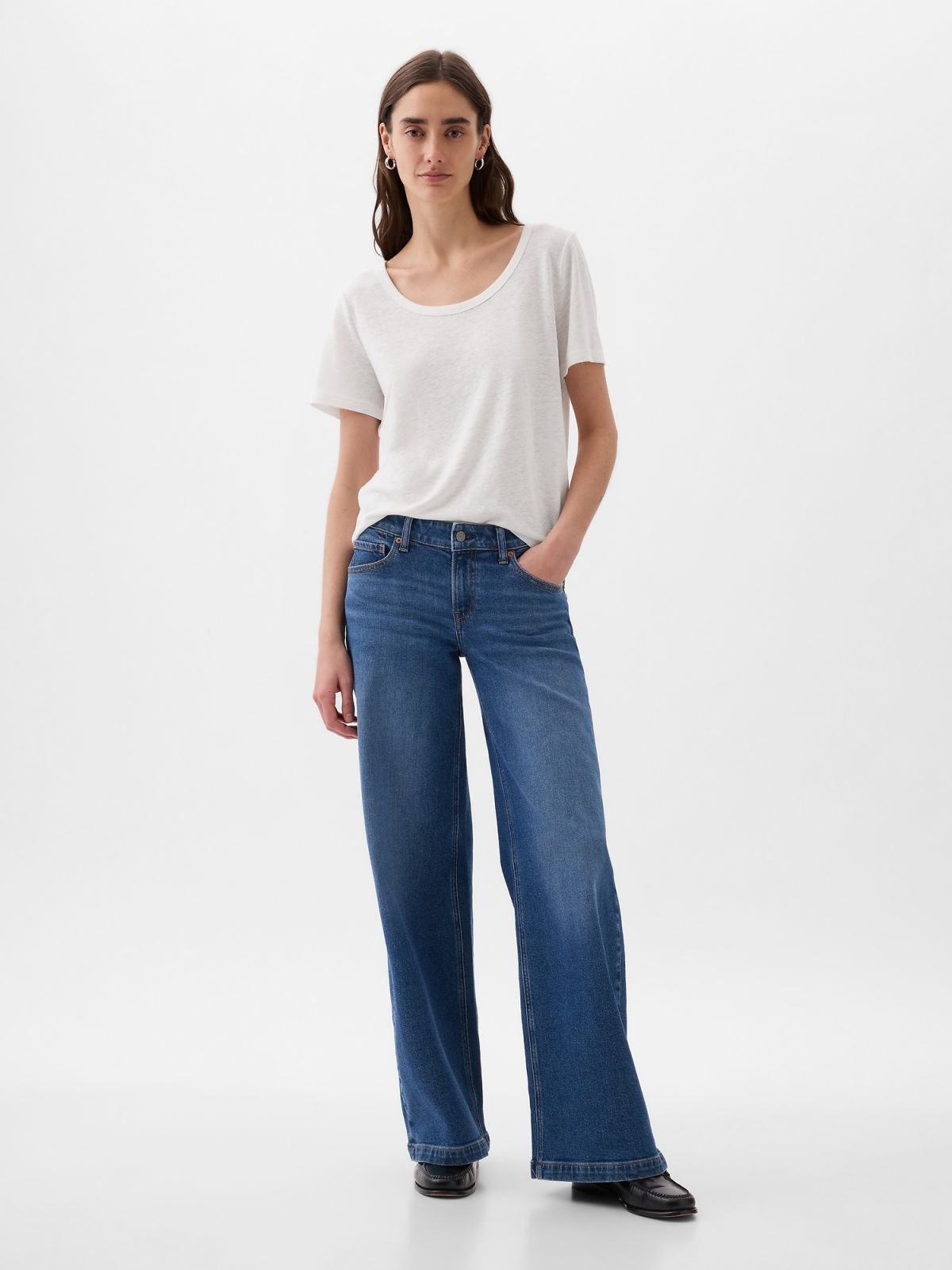 Άσπρη Linen-Blend Μπλούζα-878230007