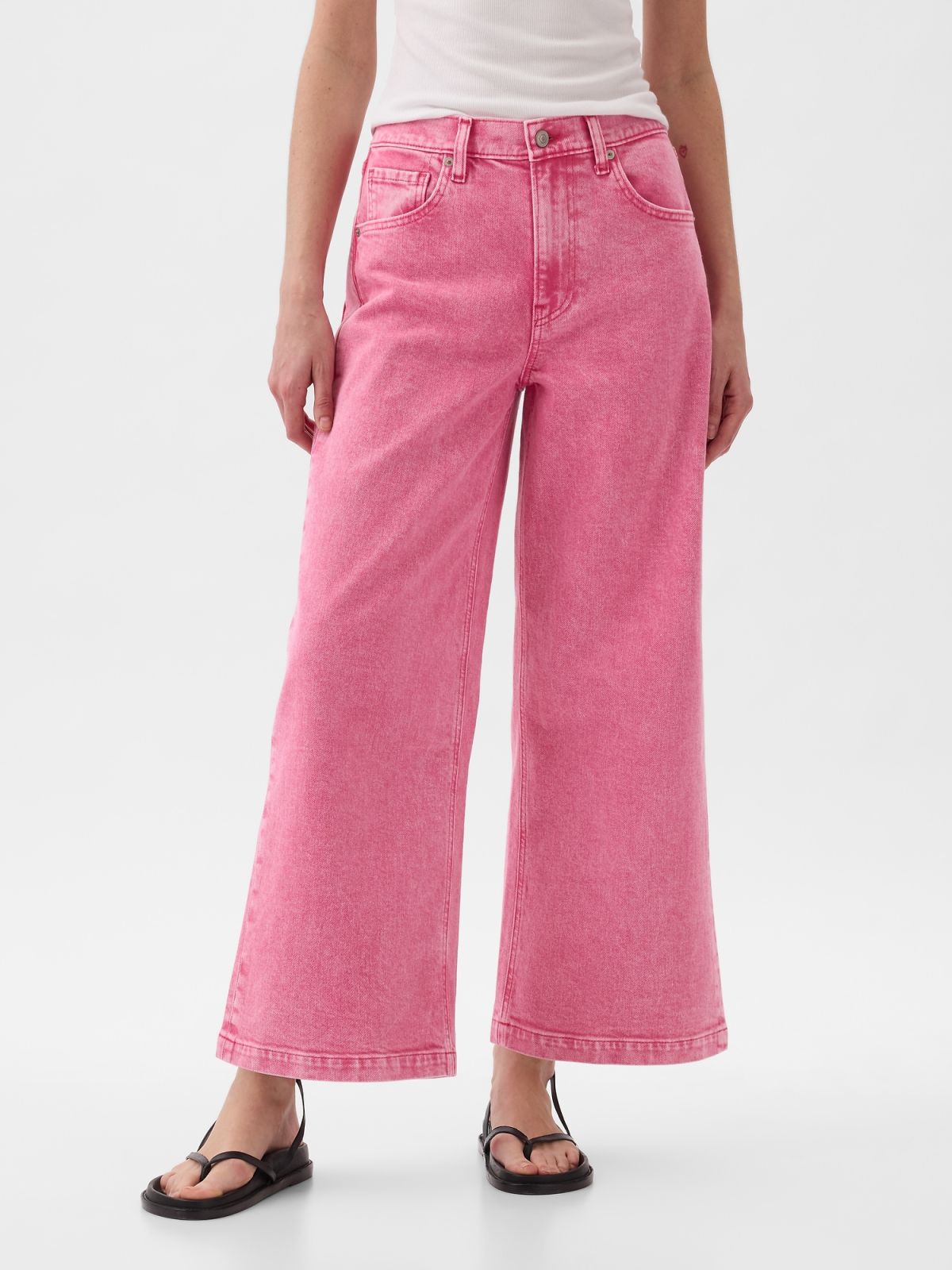High Rise Stride Wide-Leg Ankle Jeans-873364000