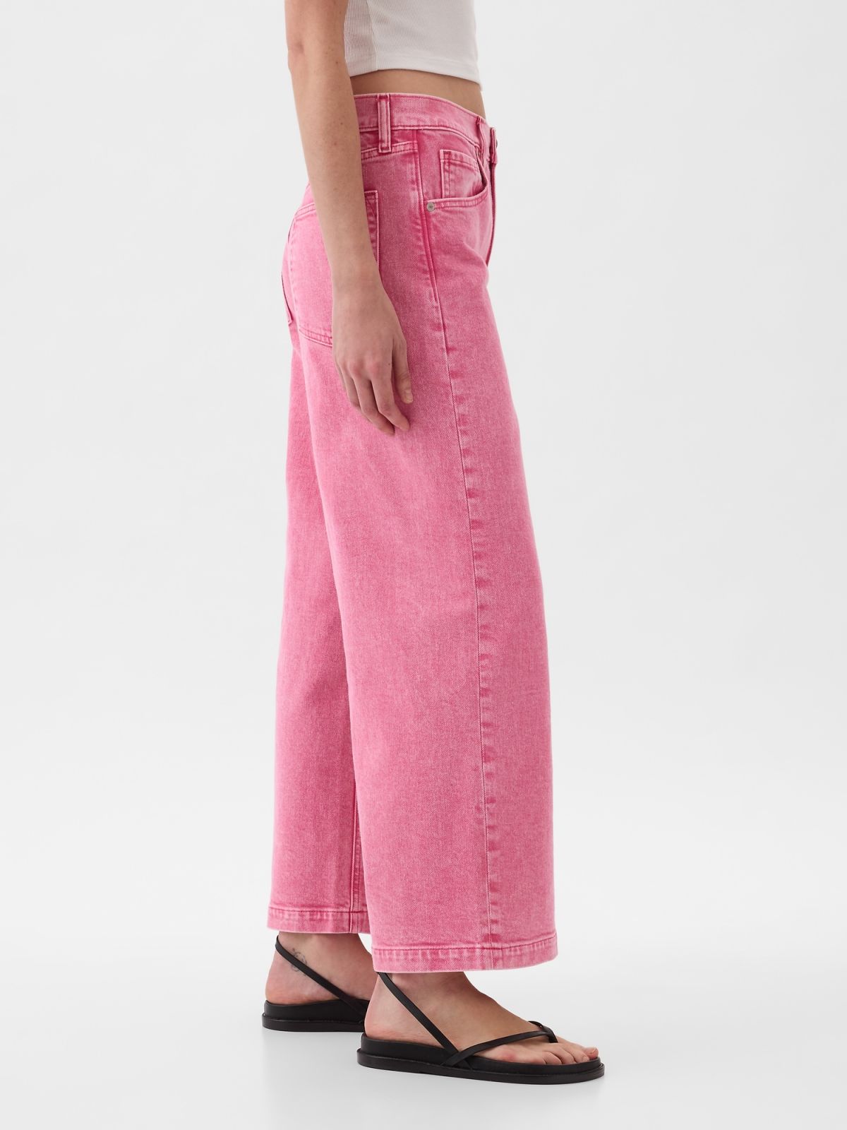 Ροζ High Rise Stride Wide-Leg Ankle Jean Παντελόνι-873364000