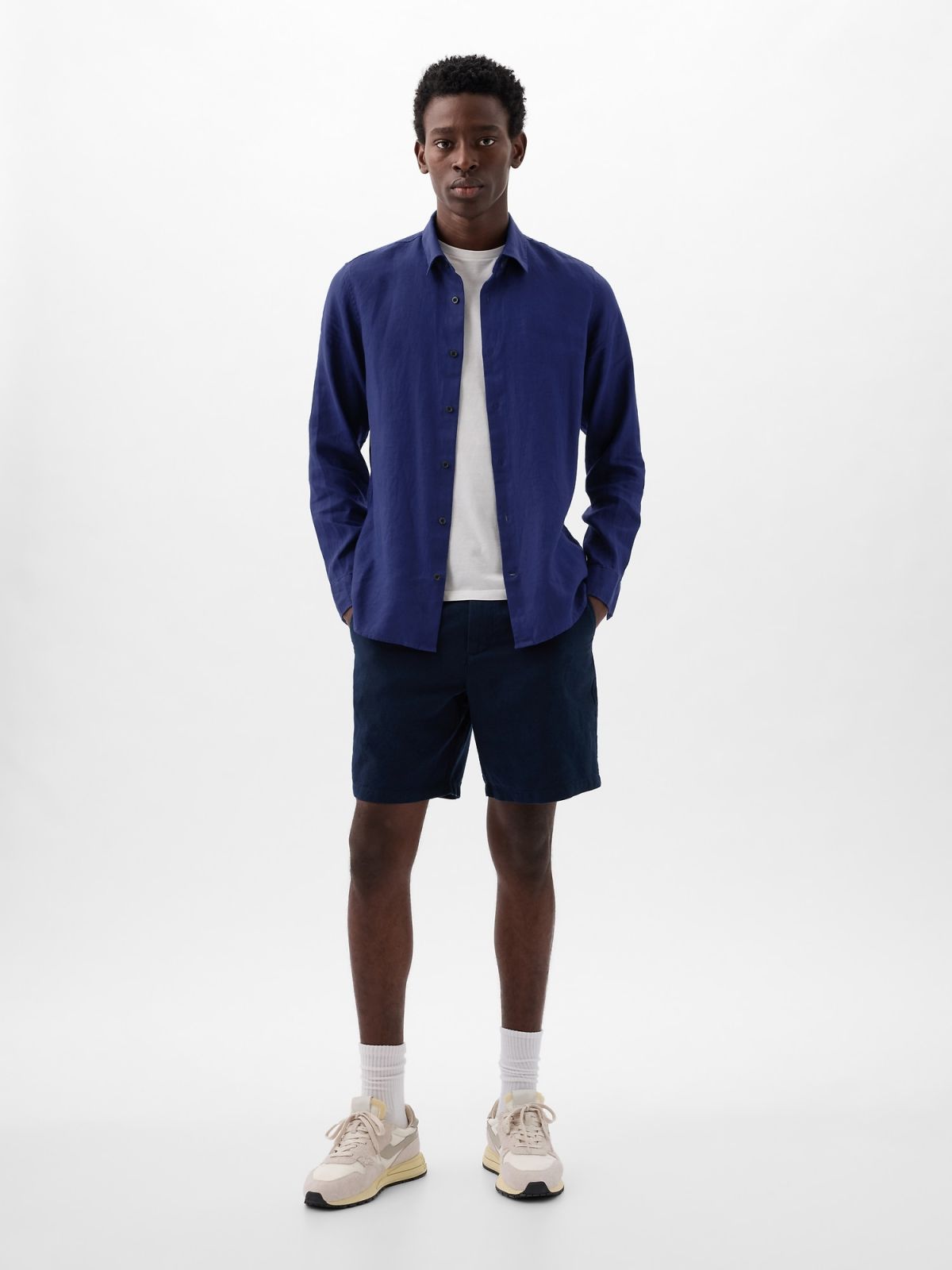 Μπλε Λινό Πουκάμισο-855351002