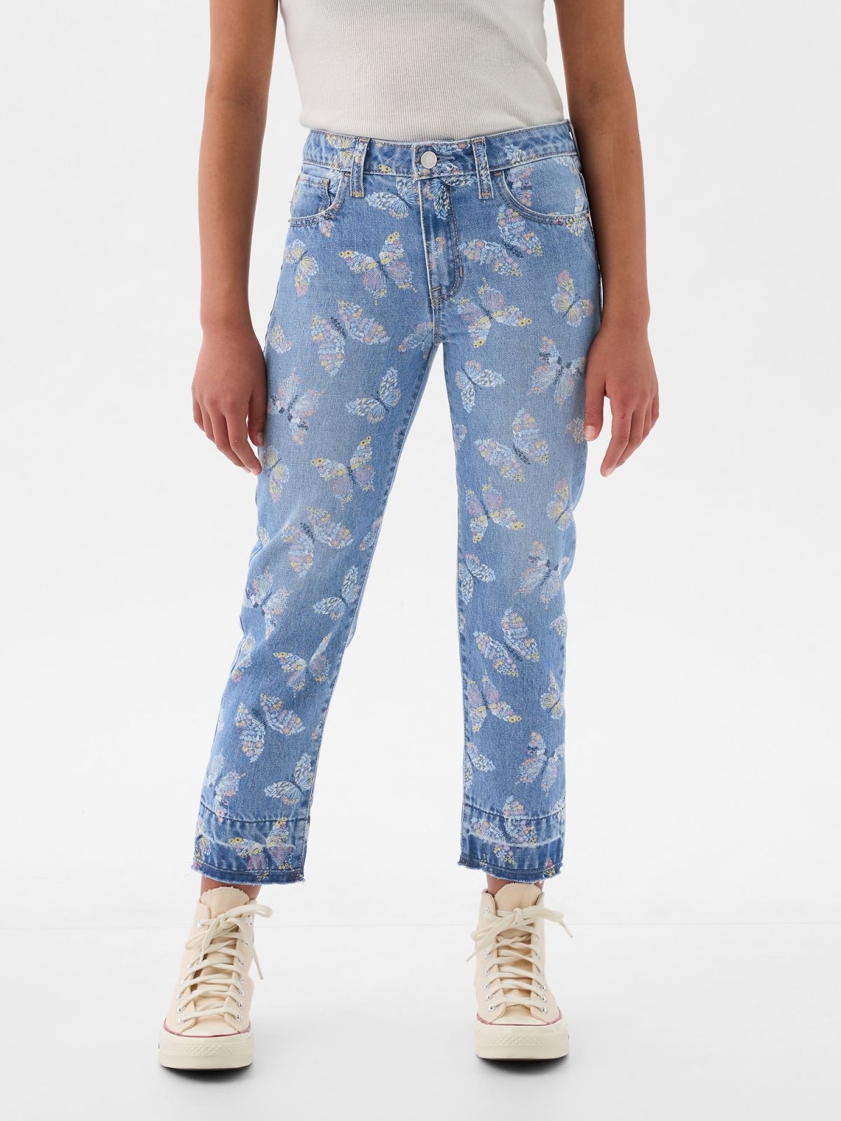 Kids High Rise Print Girlfriend Jeans-879844000