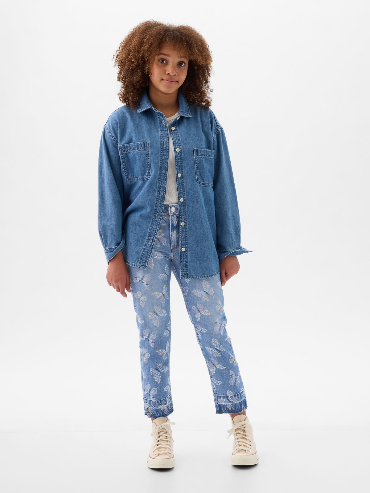 Kids High Rise Print Girlfriend Jeans-879844000