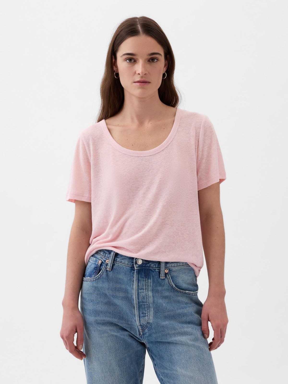Ροζ Linen-Blend Μπλούζα-878230001