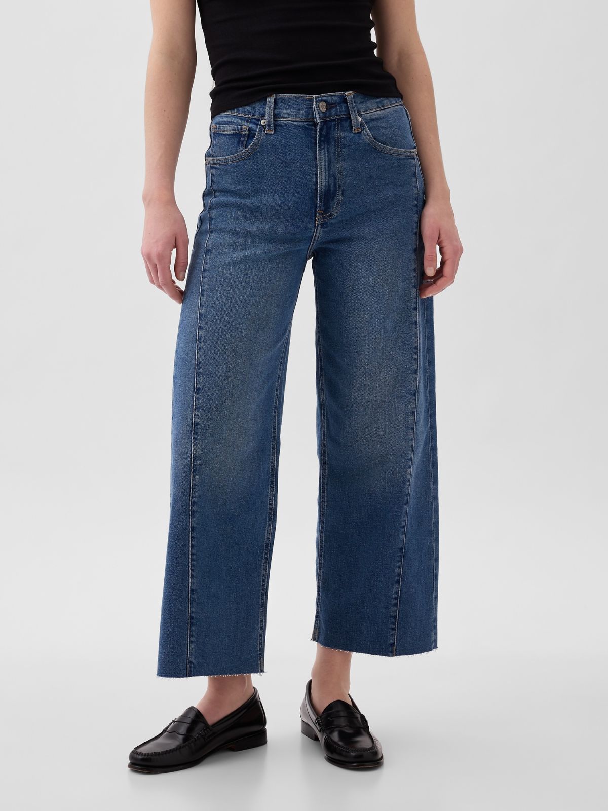 High Rise Stride Wide-Leg Ankle Jeans-871323000