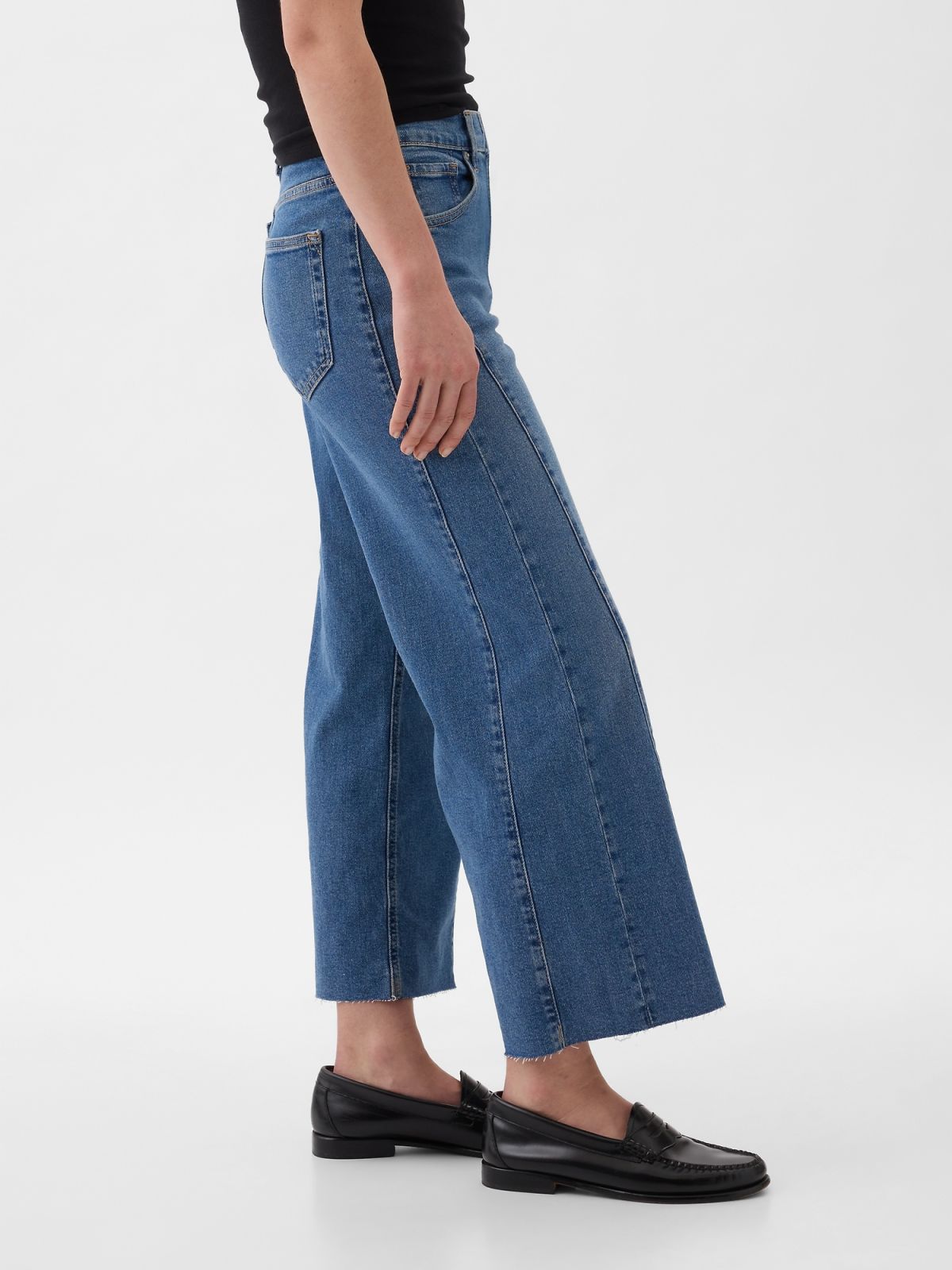 Μπλε High Rise Stride Wide-Leg Ankle Jean Παντελόνι-871323000