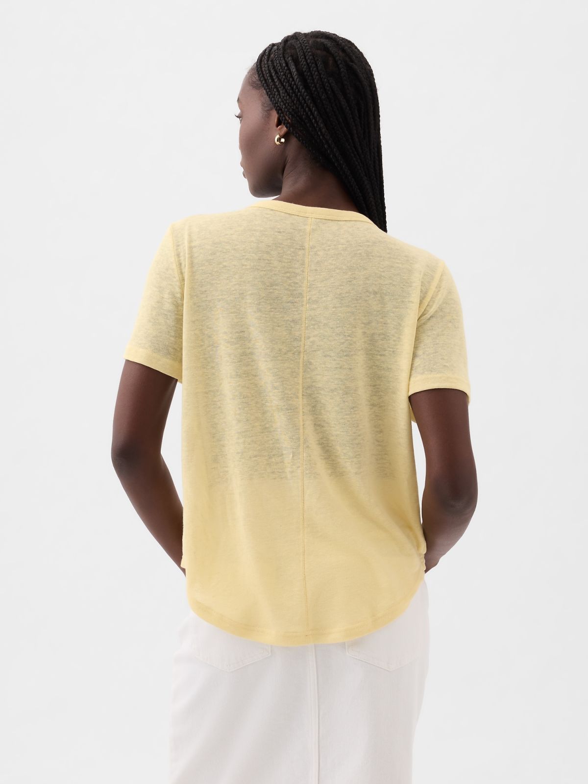 Κίτρινη Linen-Blend Μπλούζα-878230006