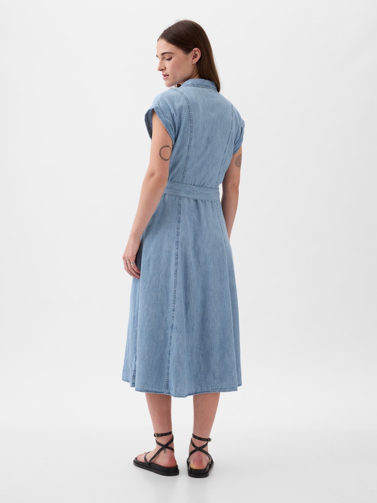 Μπλε Denim Midi Shirtdress Φόρεμα-857317000