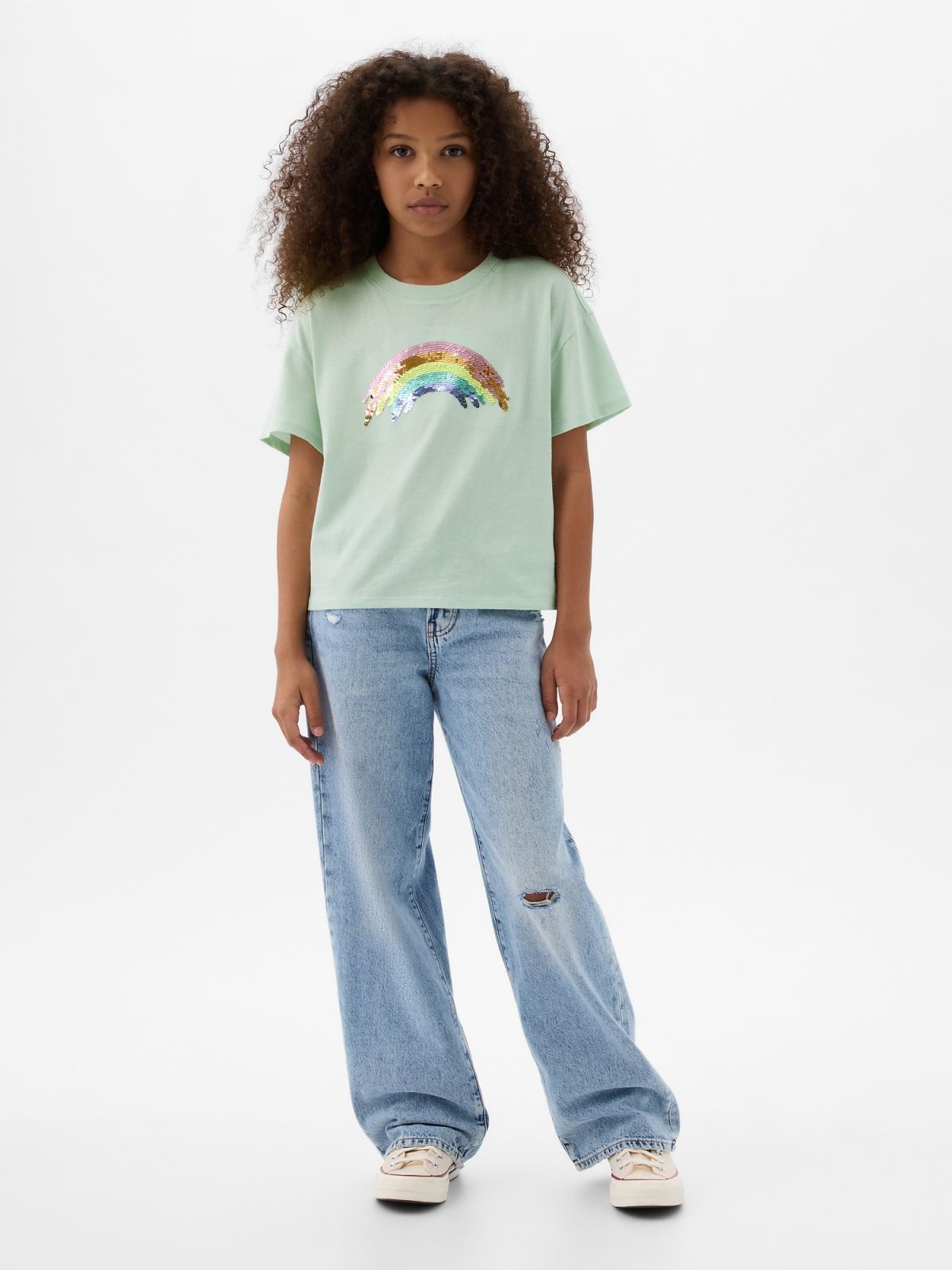 Πράσινη Παιδική Flippy-Sequin Graphic Μπλούζα-882916000