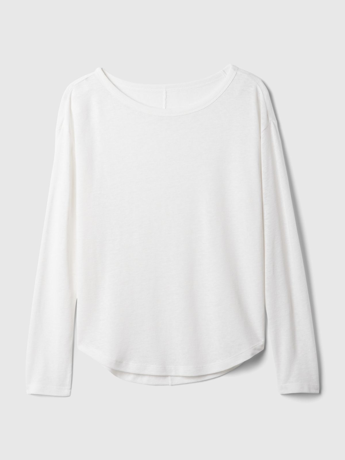 Άσπρη Linen-Blend Boatneck Μπλούζα-878218003