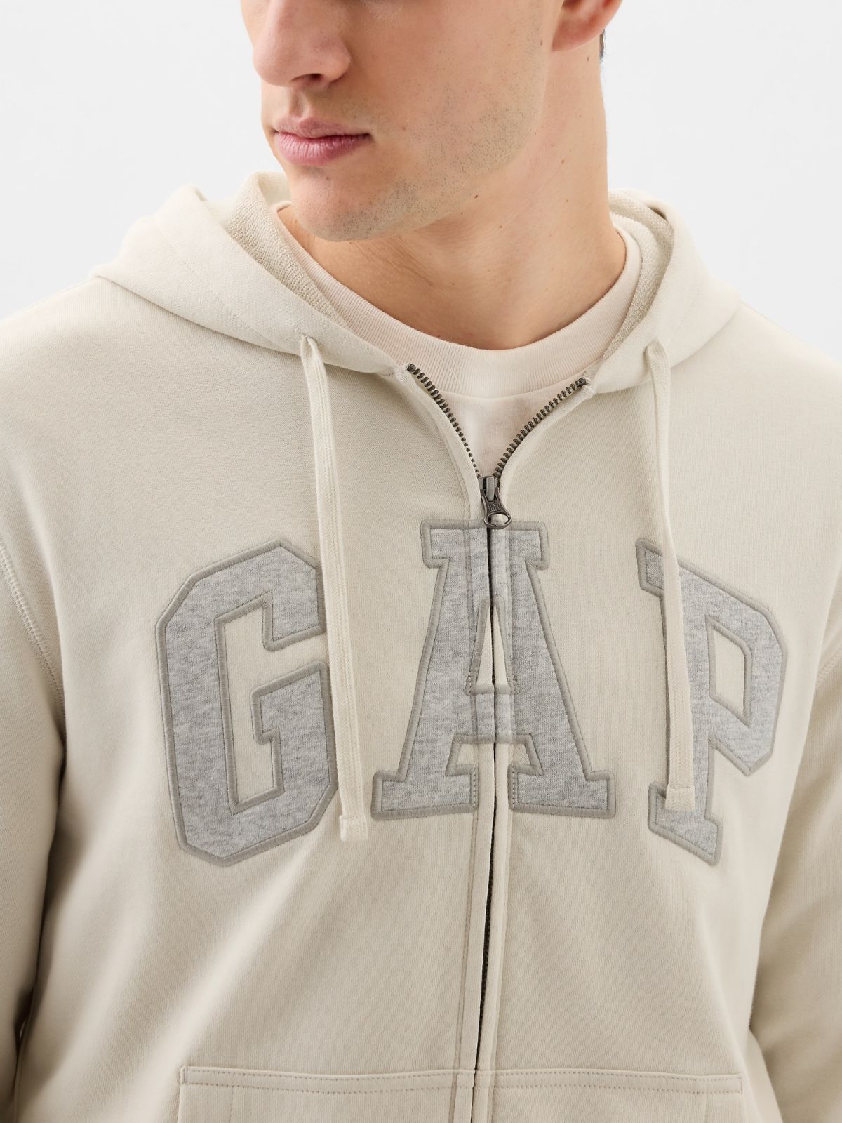 Άσπρο Gap Logo Zip Φούτερ-868454005