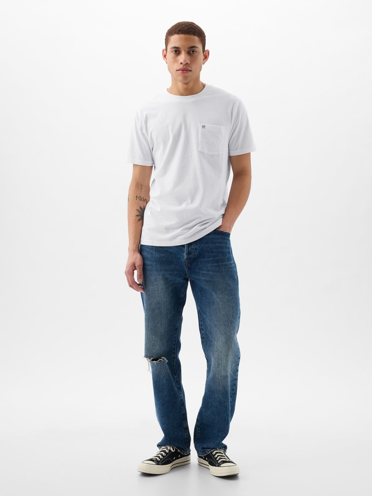 Άσπρη Organic Cotton Pocket Μπλούζα-857901004
