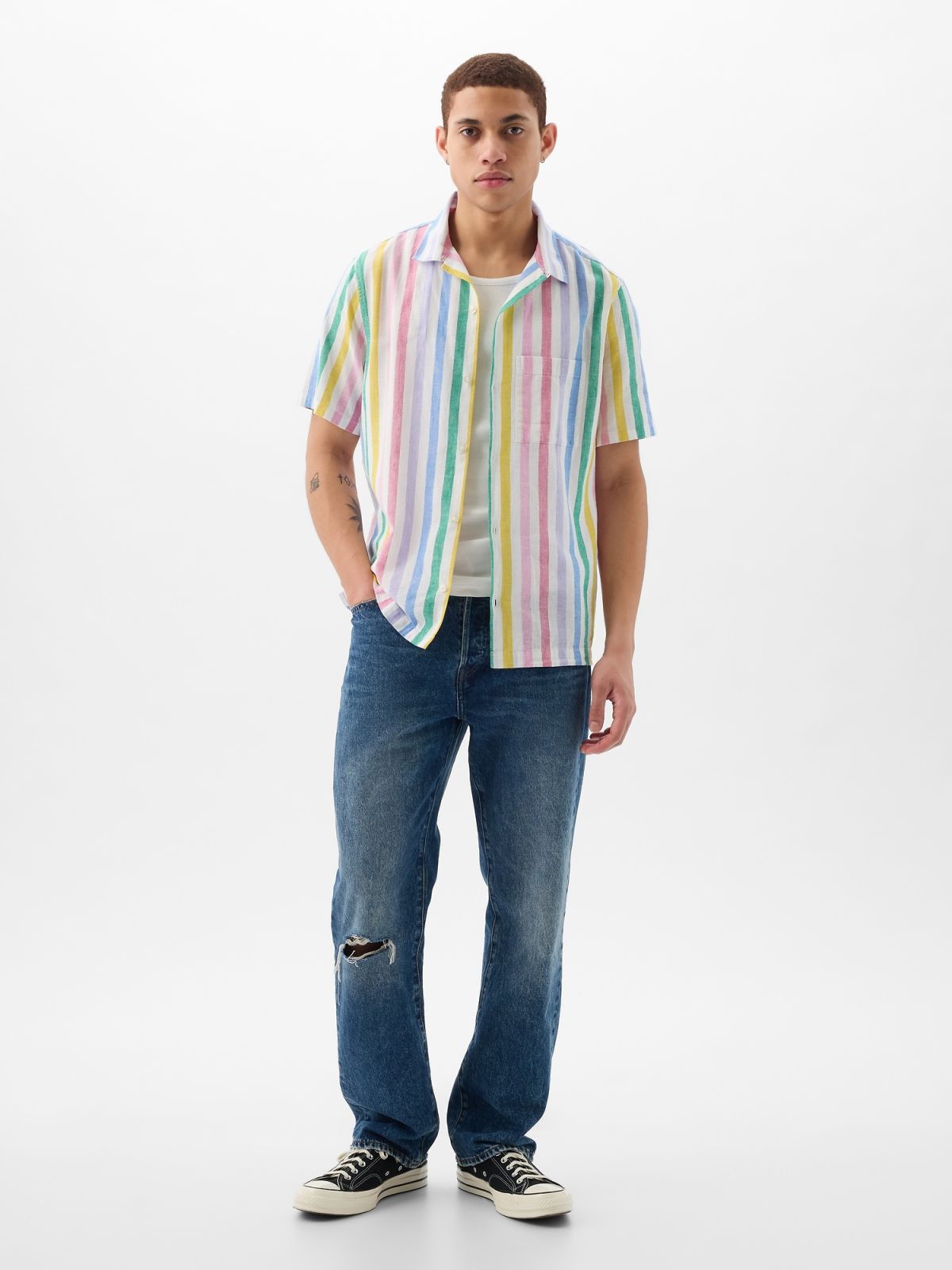 Multi Linen-Cotton Πουκάμισο-855348006