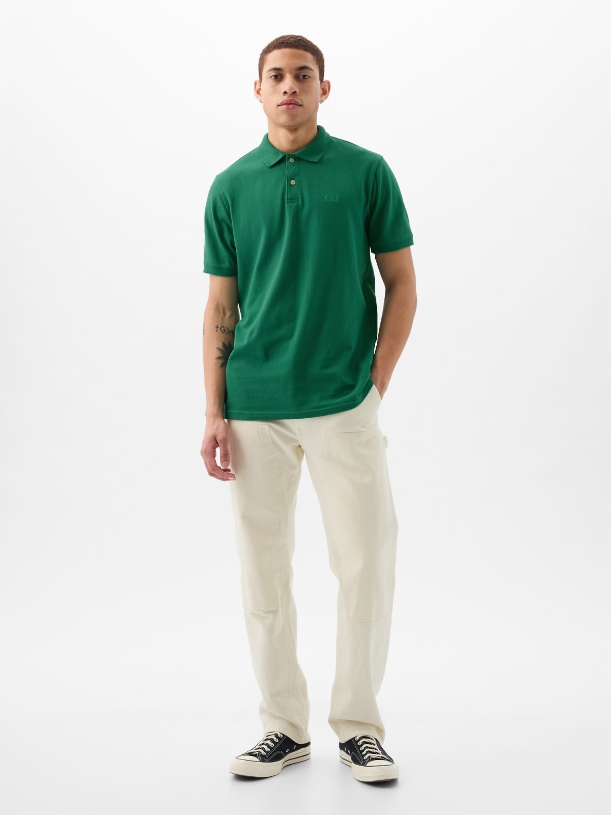 Πράσινη Gap Logo Pique Polo Μπλούζα-586306016