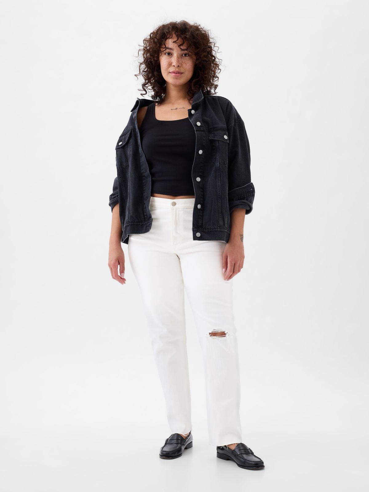 Άσπρο High Rise Cheeky Straight Jean Παντελόνι-871493000