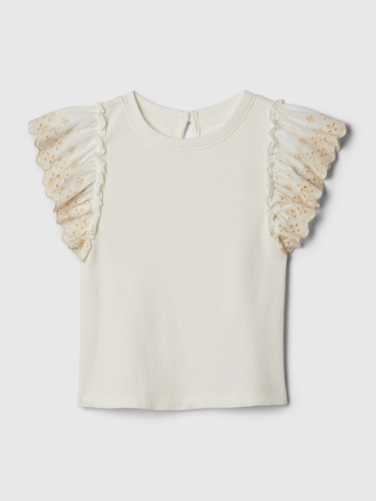 Άσπρη babyGap Eyelet Rib Μπλούζα-887033005