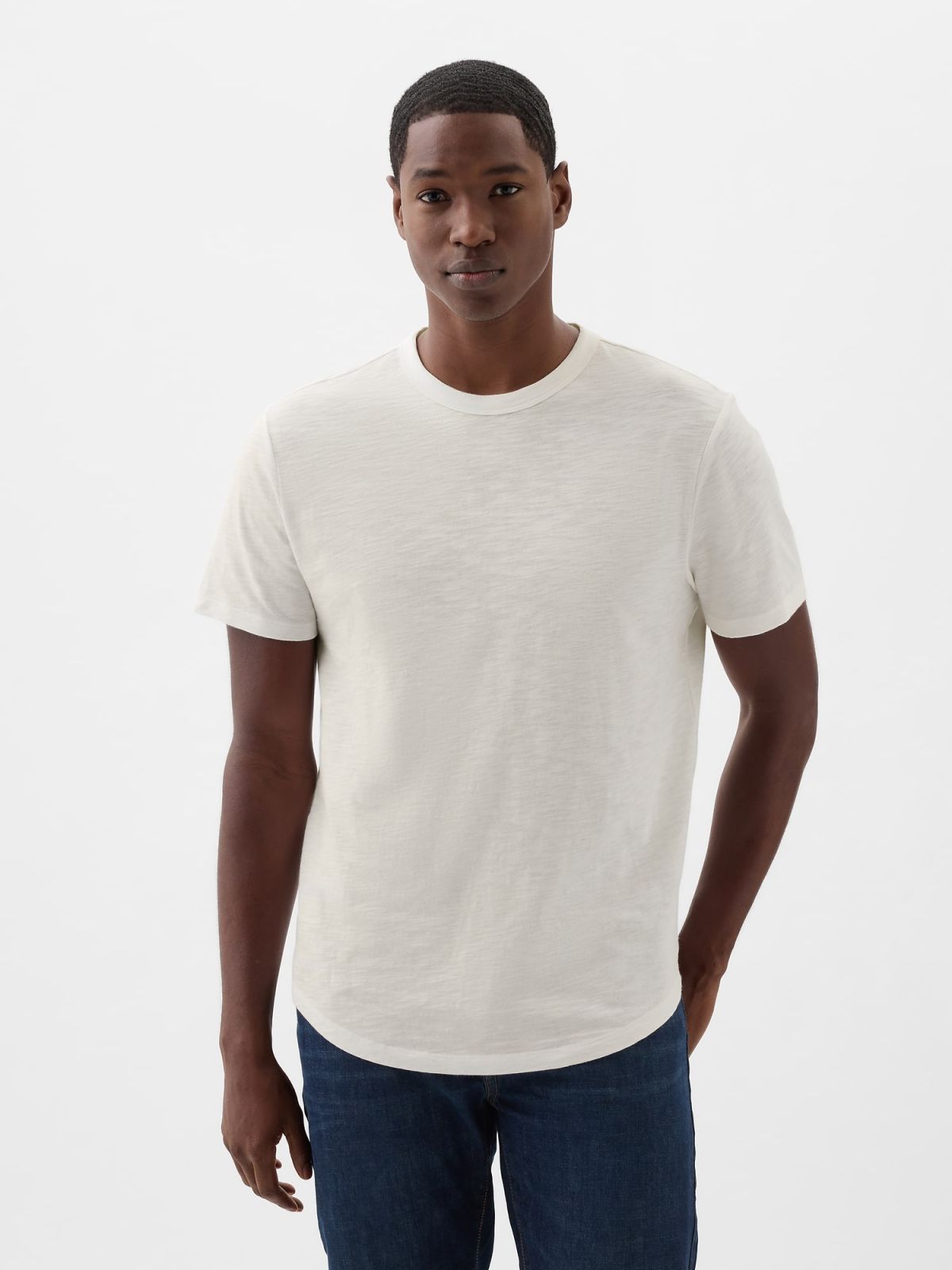 Lived-In Curved-Hem Μπλούζα-879541000