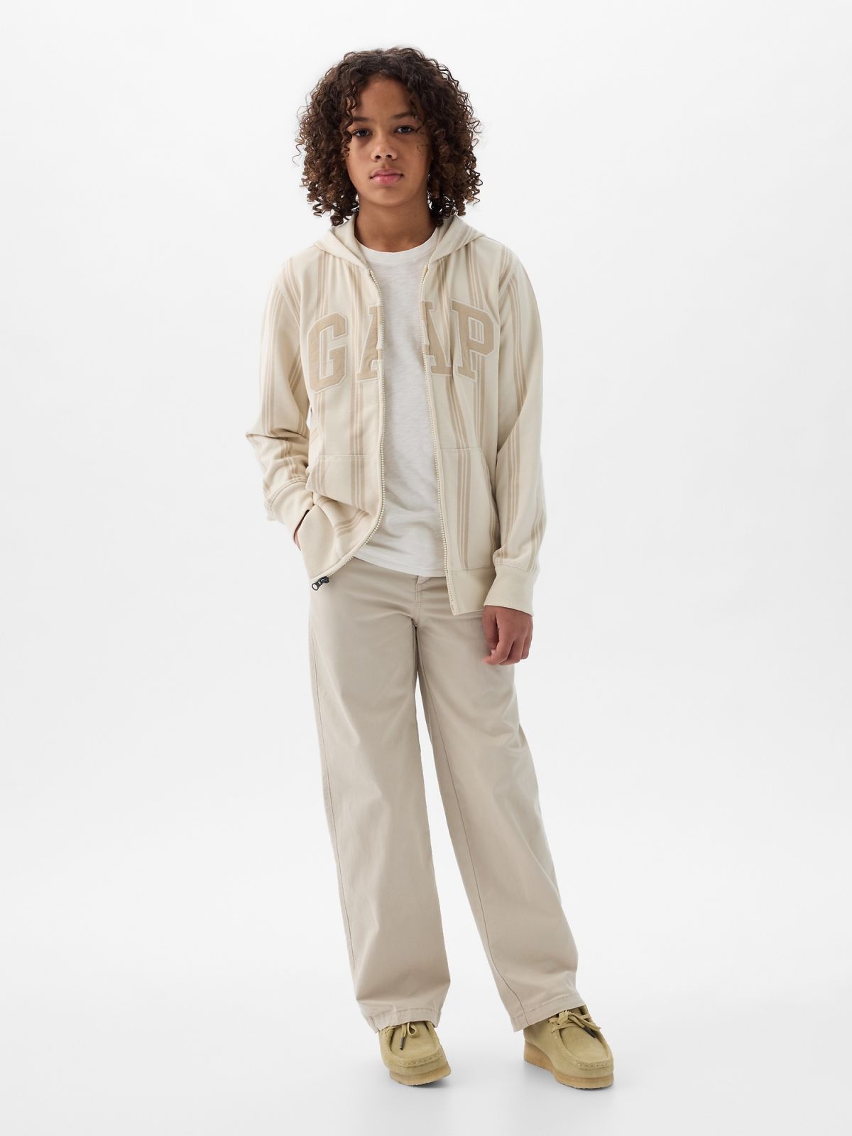 Μπεζ Παιδικό Gap Logo Zip Φούτερ-890668001