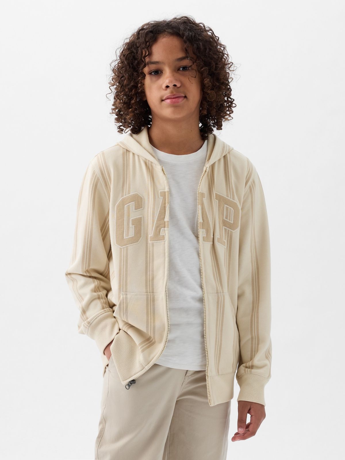 Μπεζ Παιδικό Gap Logo Zip Φούτερ-890668001