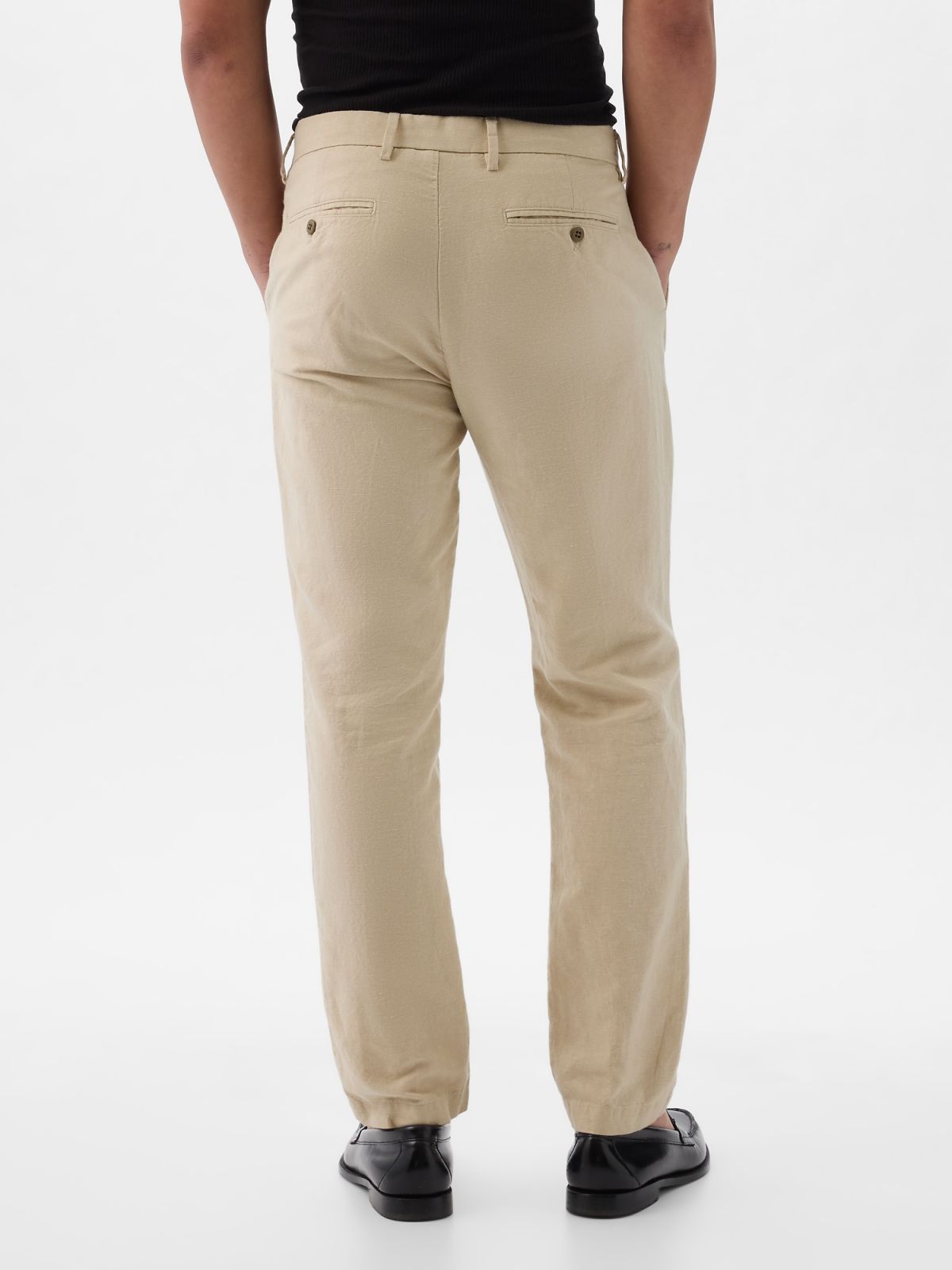 Μπεζ Λινό-Βαμβάκι Παντελόνι σε Slim Fit-870591001