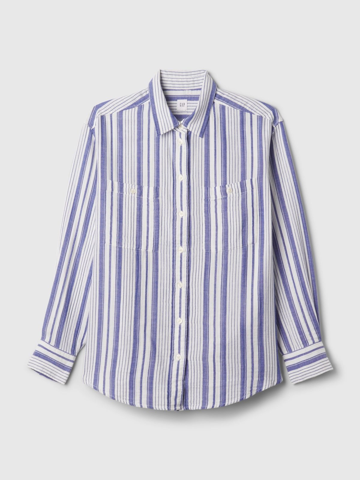 Μπλε Crinkle Gauze Big Πουκάμισο-876065001