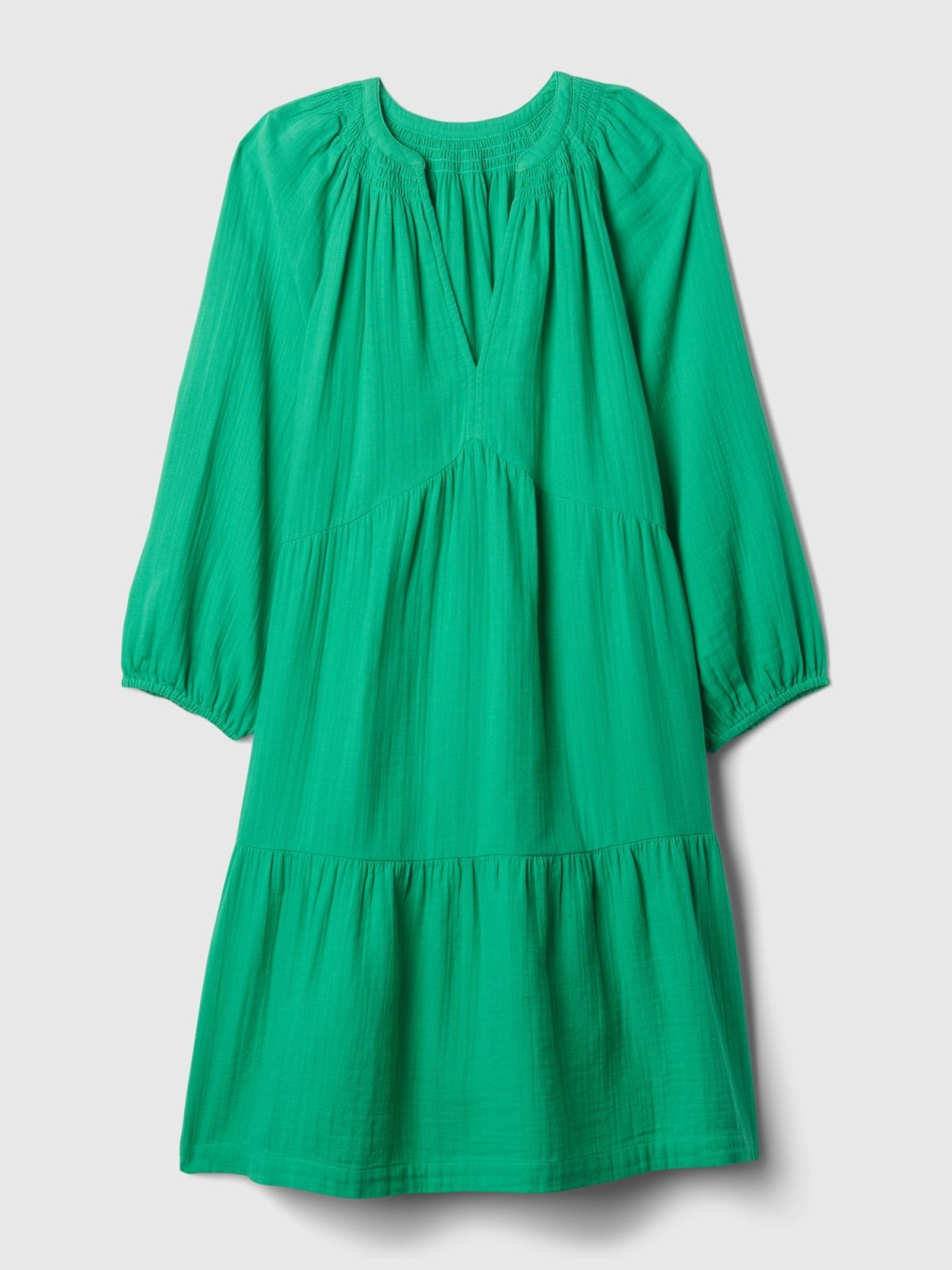 Πράσινο Crinkle Gauze Tiered Mini Φόρεμα-429447001
