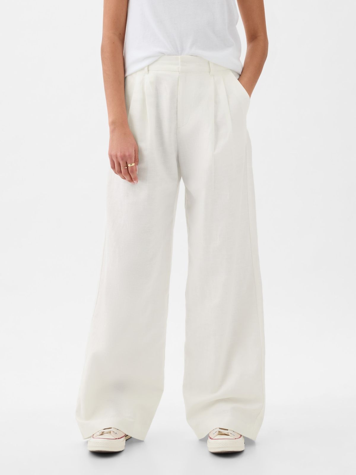365 High Rise Linen-Cotton Trousers-855962004