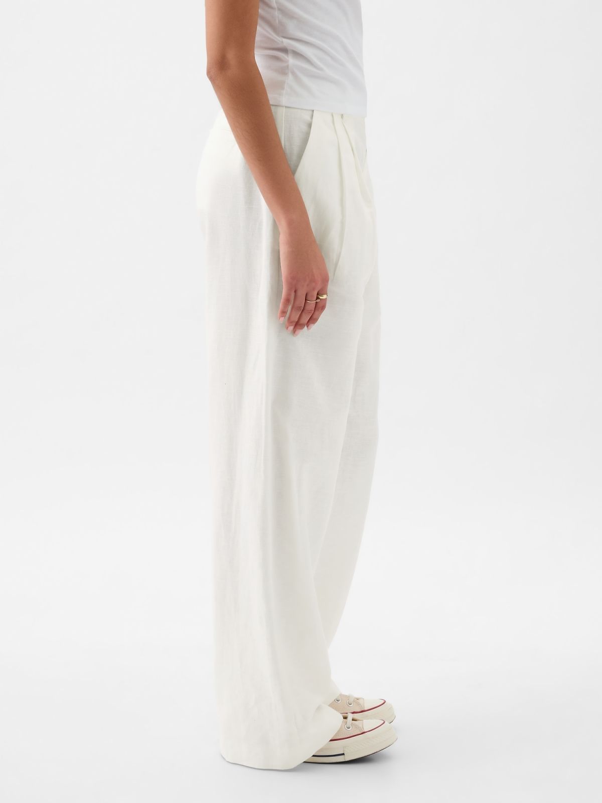 Άσπρο 365 High Rise Linen-Cotton Παντελόνι-855962004