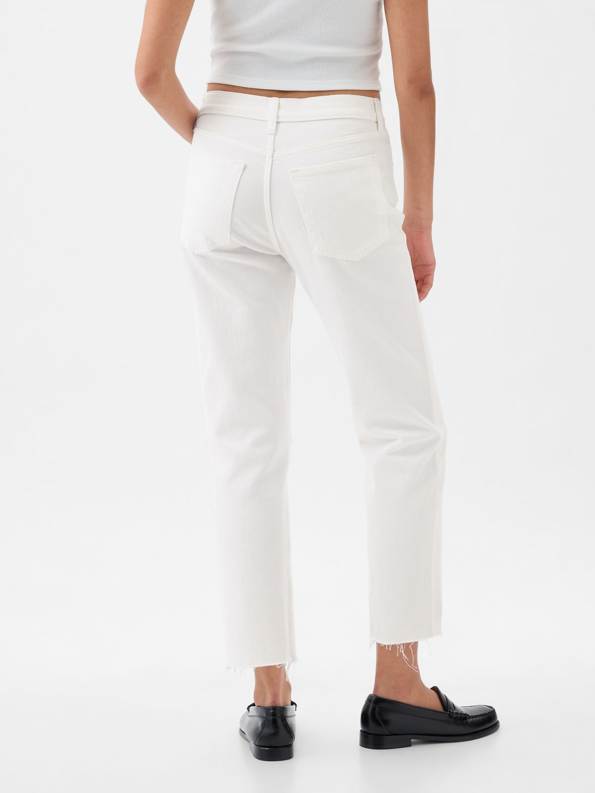 Άσπρο High Rise Cheeky Straight Jean Παντελόνι-871493000