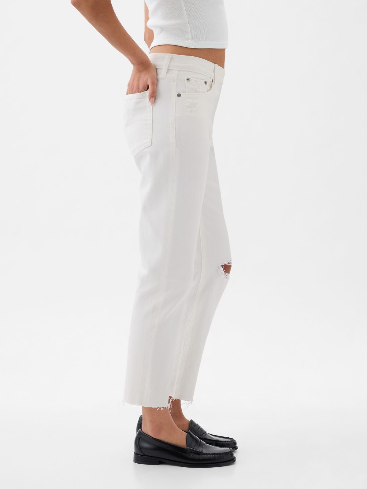 Άσπρο High Rise Cheeky Straight Jean Παντελόνι-871493000