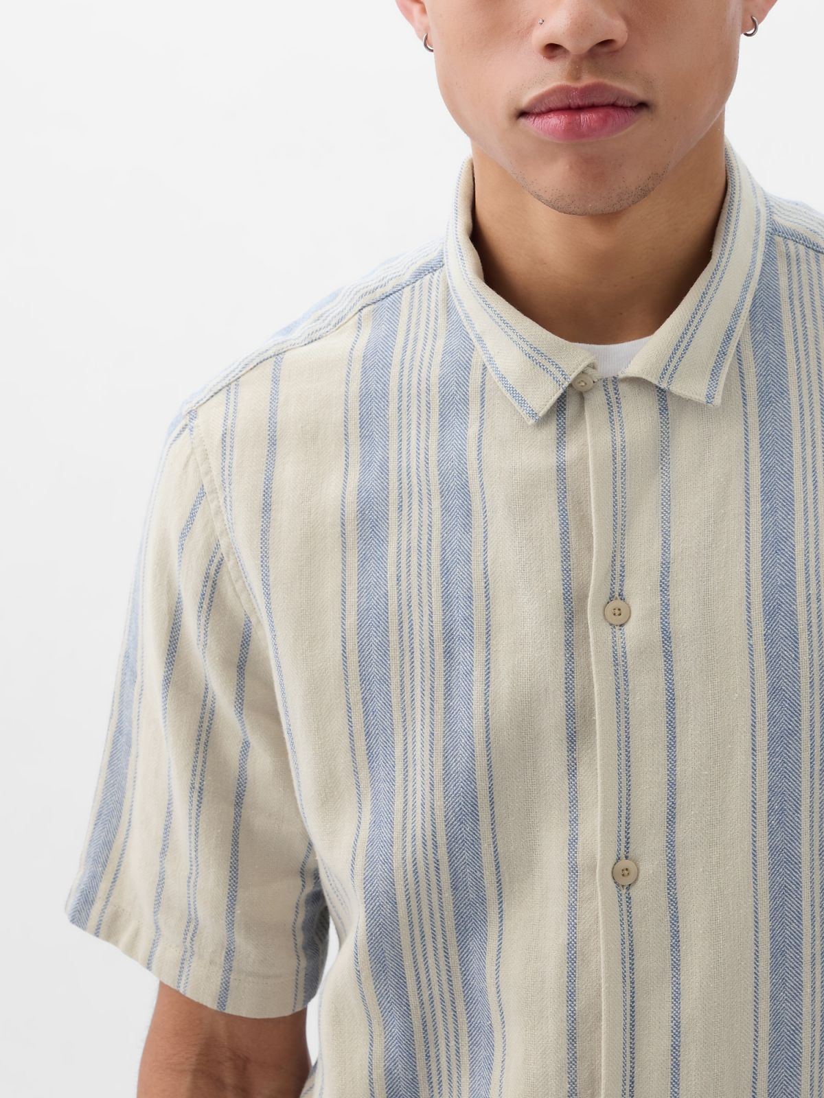 Μπλε Linen-Cotton Resort Πουκάμισο-881238000