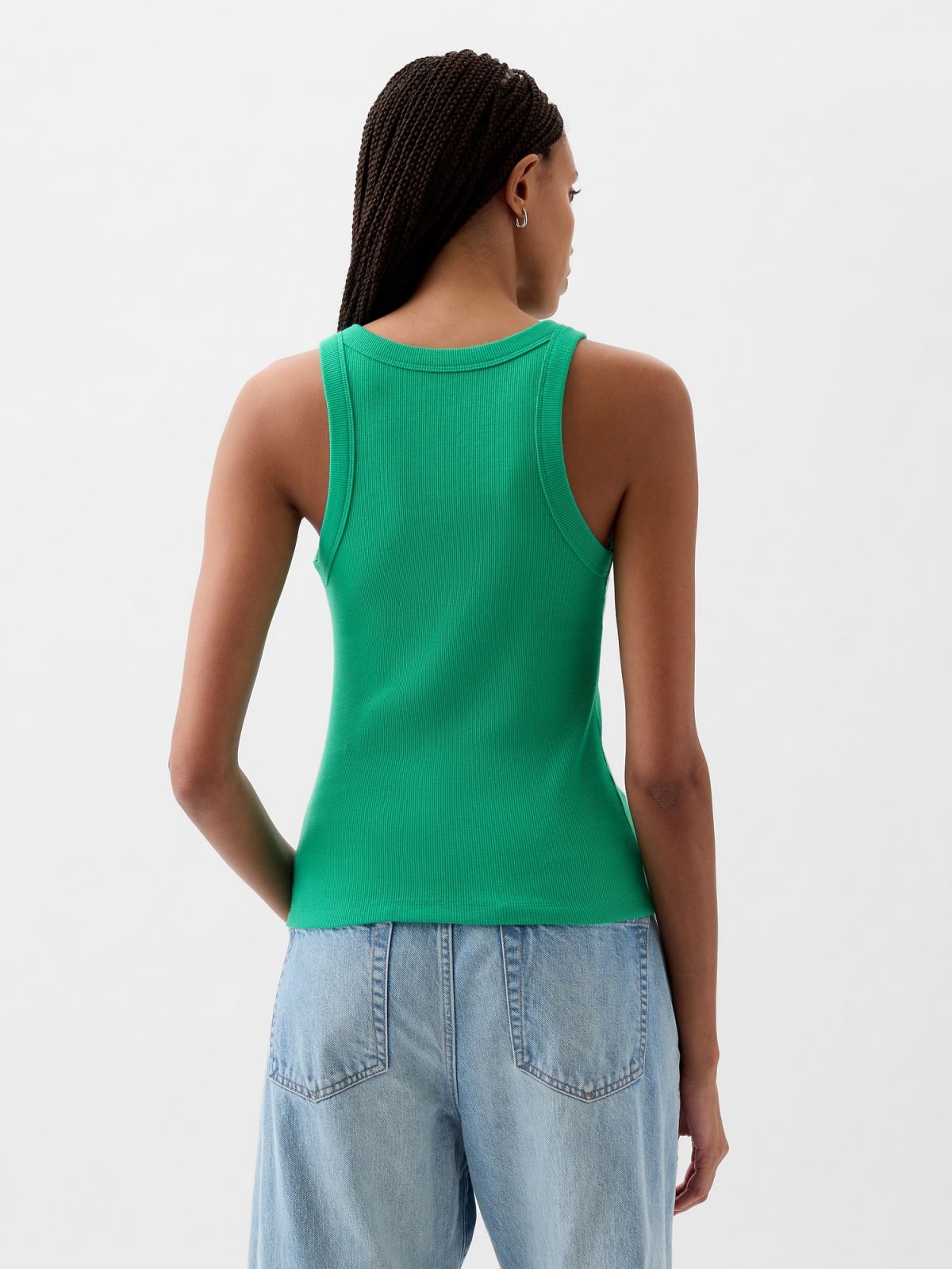Πράσινο Modern Rib Halter Αμάνικο Τοπ-878220005