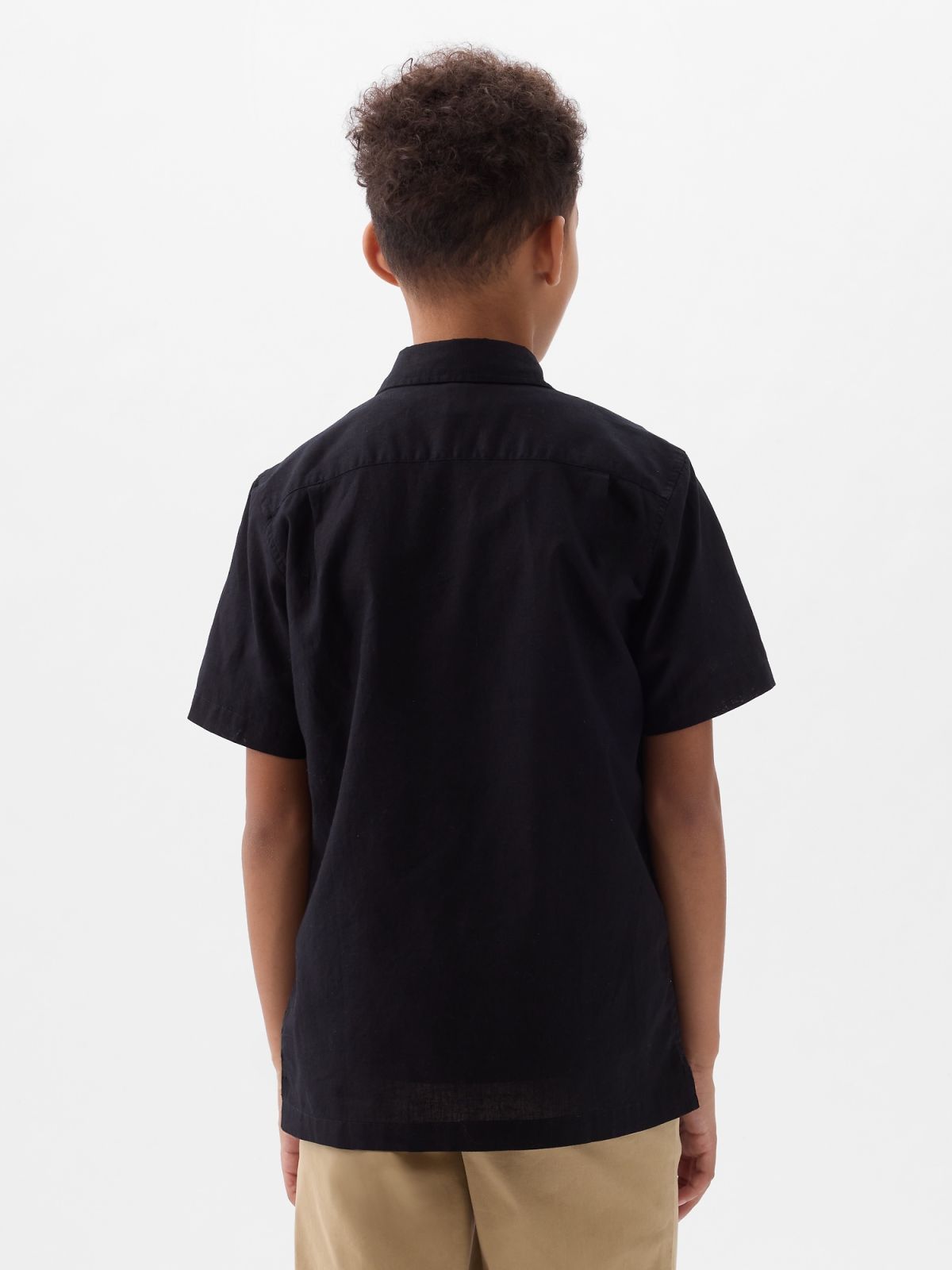 Μαύρο Παιδικό Linen-Cotton Πουκάμισο-858546000