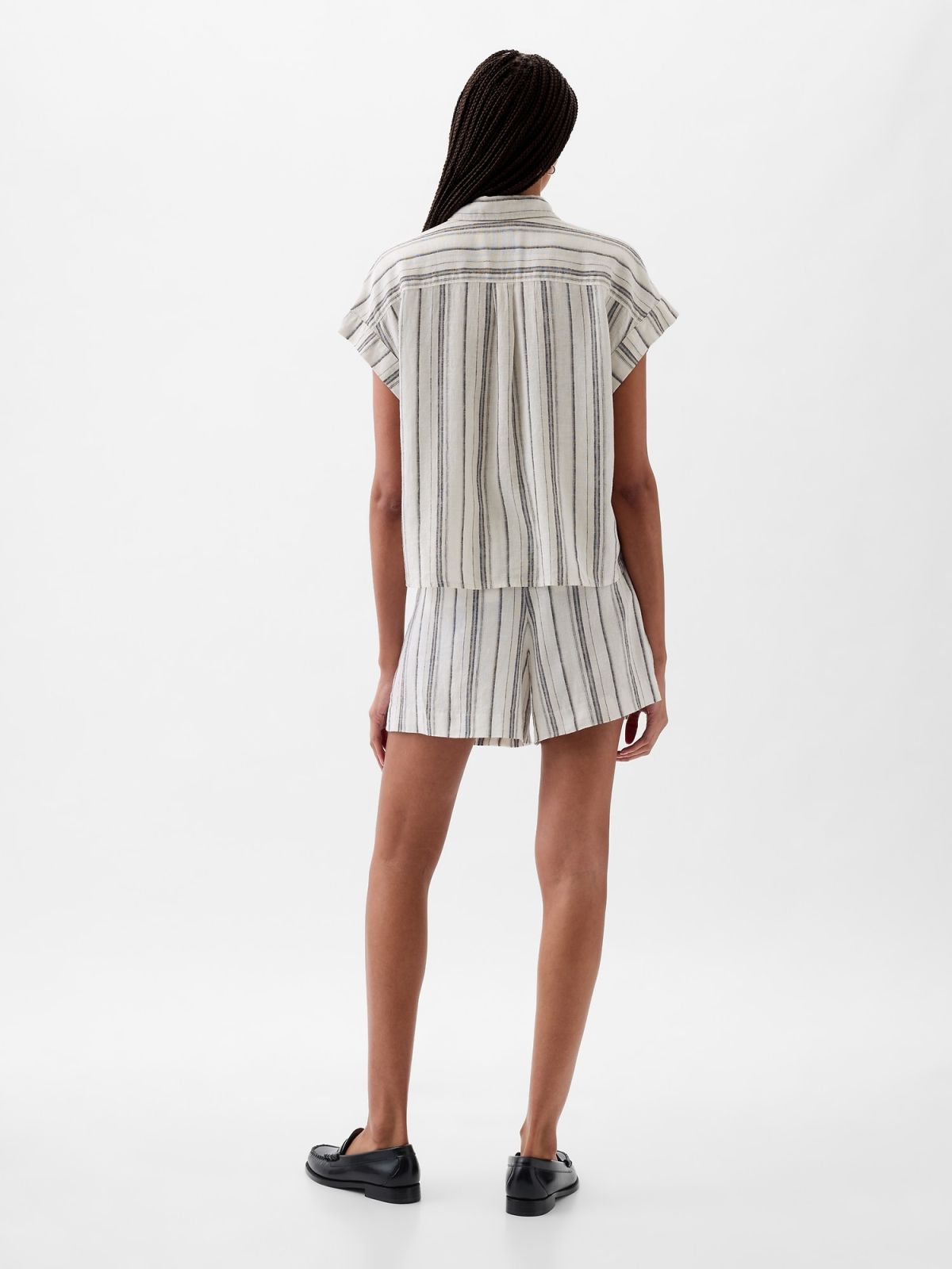 Linen-Blend Cropped Shirt-875993003