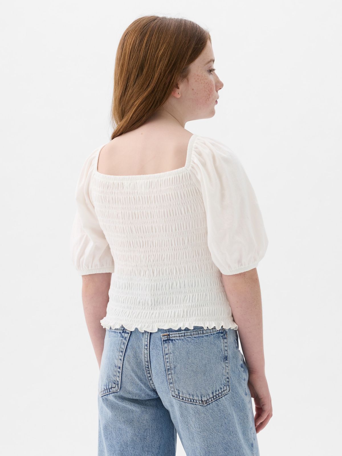 Άσπρο Παιδικό Smocked Τοπ-883103002