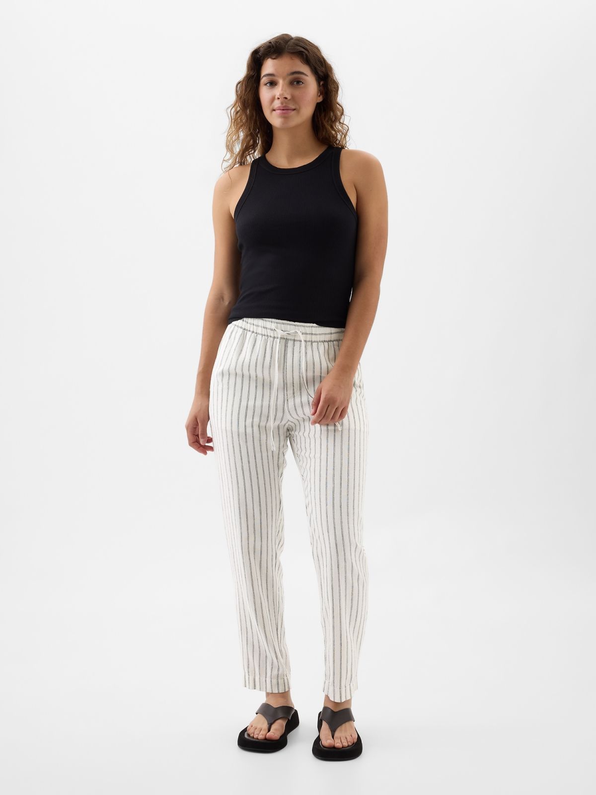 Mid Rise Easy Linen-Blend Pants-862468001