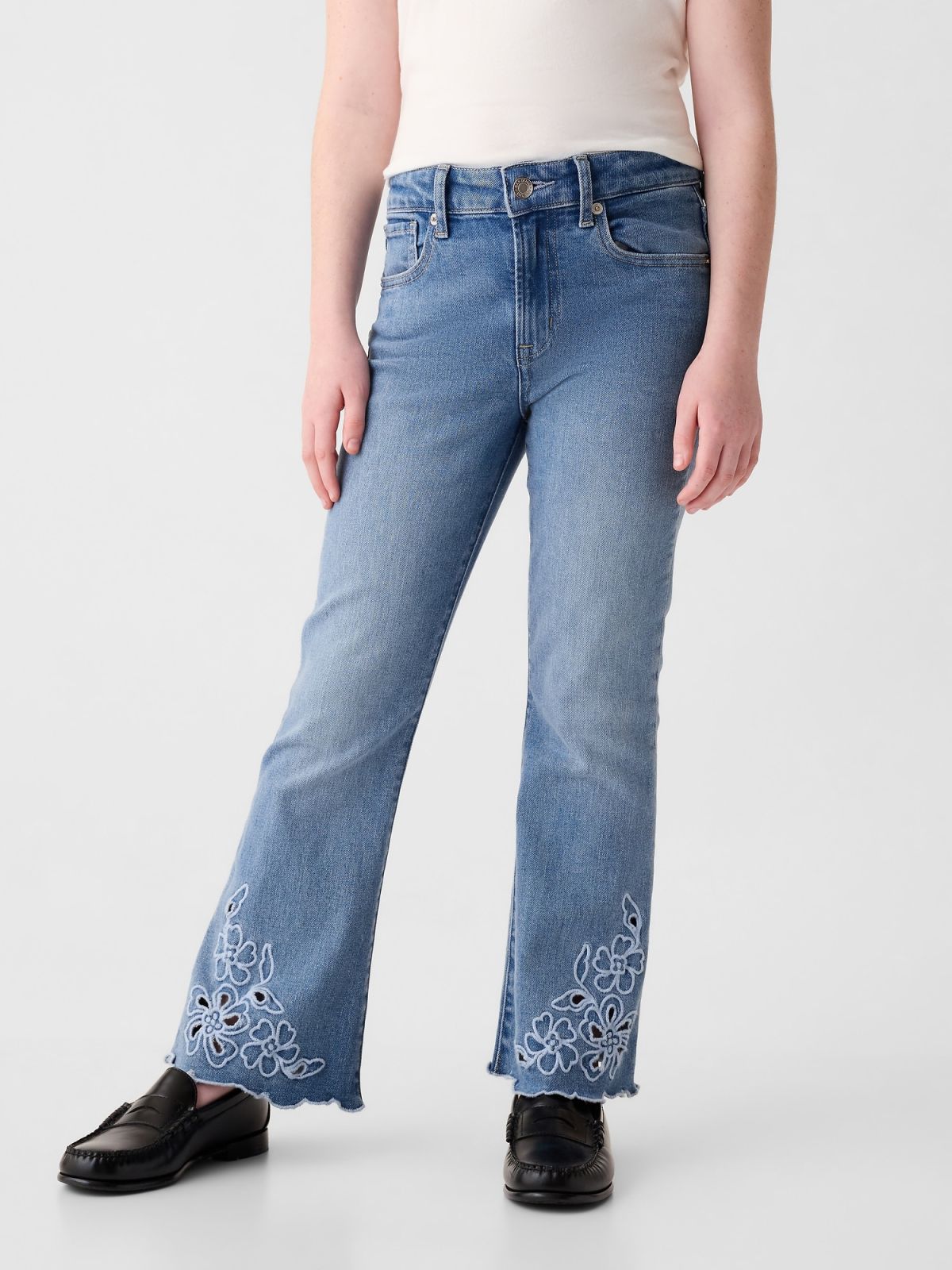Μπλε Παιδικό High Rise Embroidered '70s Flare Τζιν Παντελόνι-879859000