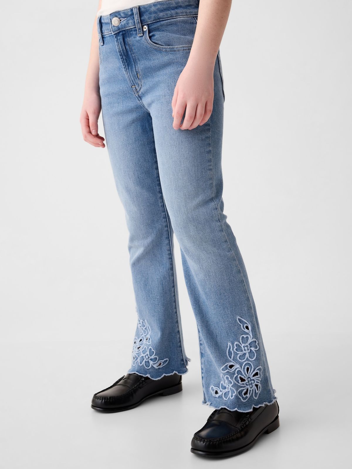 Μπλε Παιδικό High Rise Embroidered '70s Flare Τζιν Παντελόνι-879859000