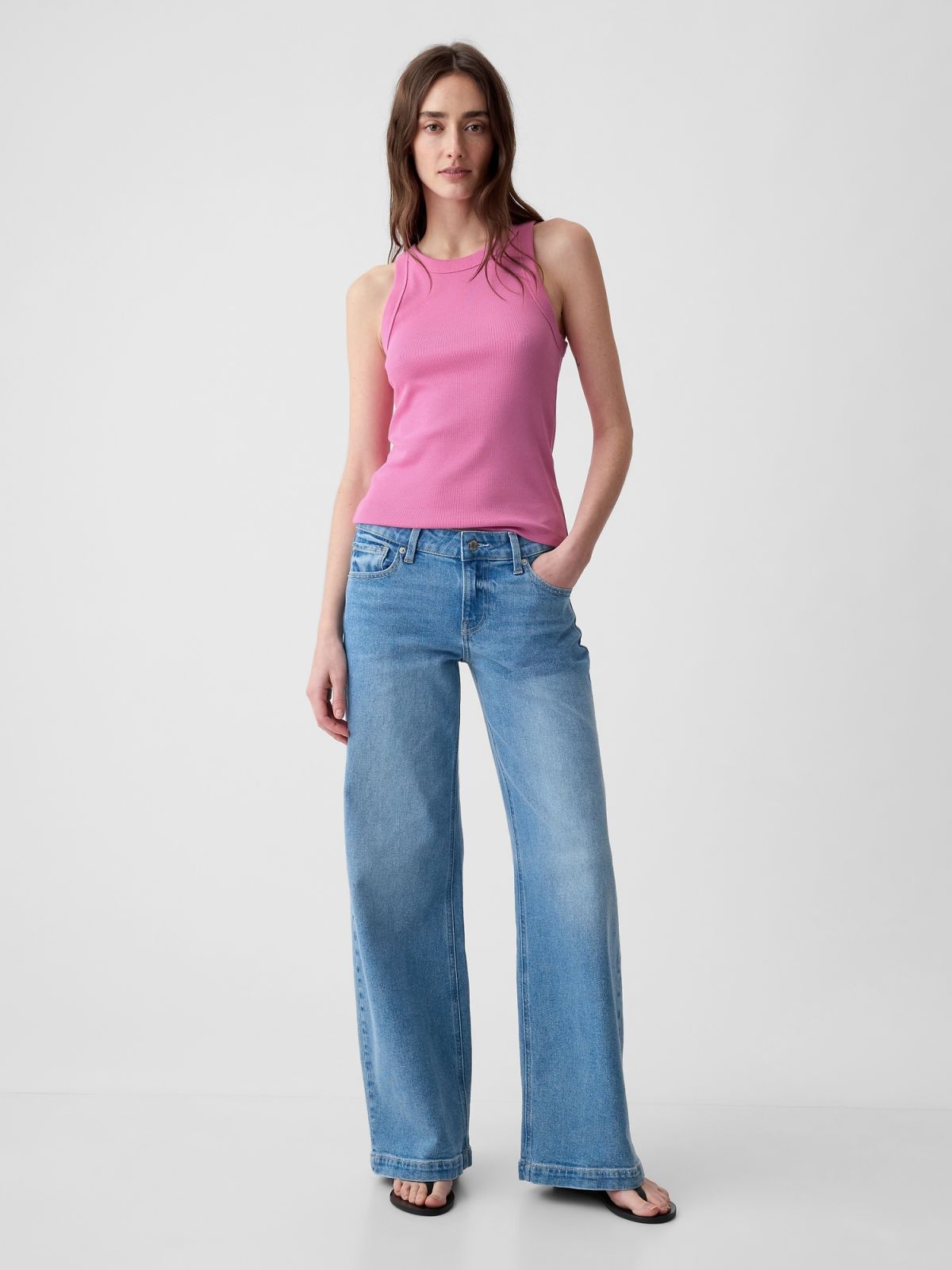 Ροζ Modern Rib Halter Αμάνικο Τοπ-878220007