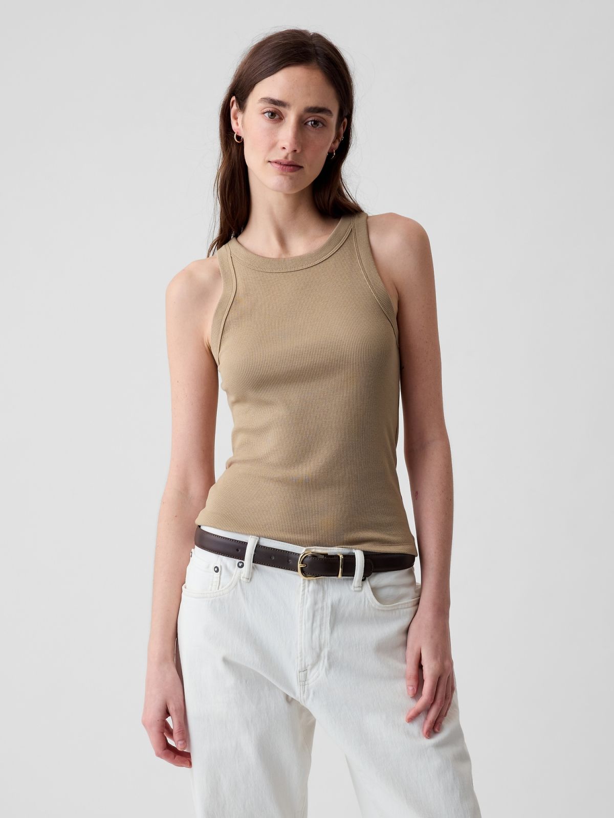 Καφέ Modern Rib Halter Αμάνικο Τοπ-878220004