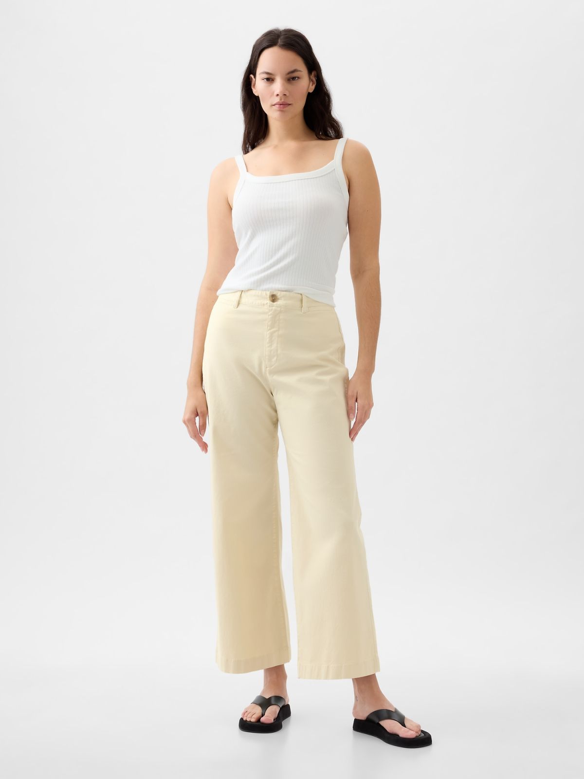 Άσπρο High Stride Wide-Leg Ankle Khakis Παντελόνι-873266001