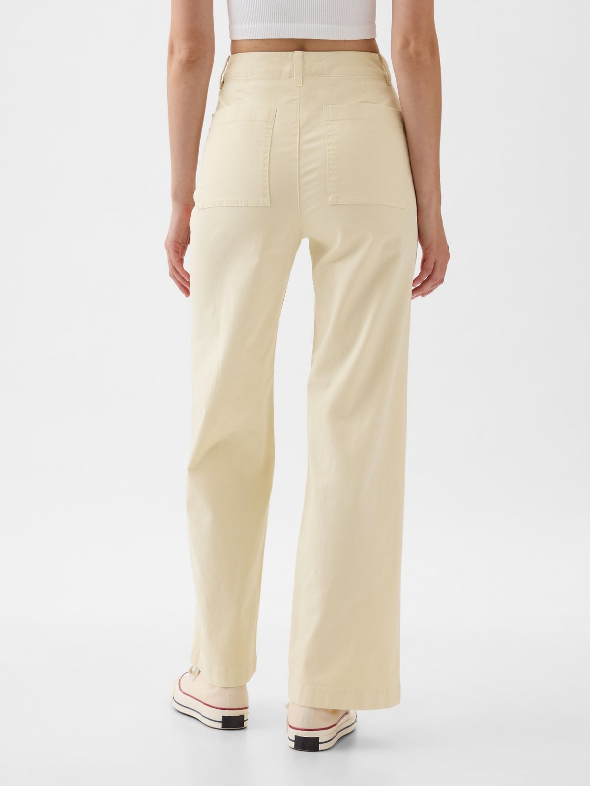 Άσπρο High Stride Wide-Leg Ankle Khakis Παντελόνι-873266001